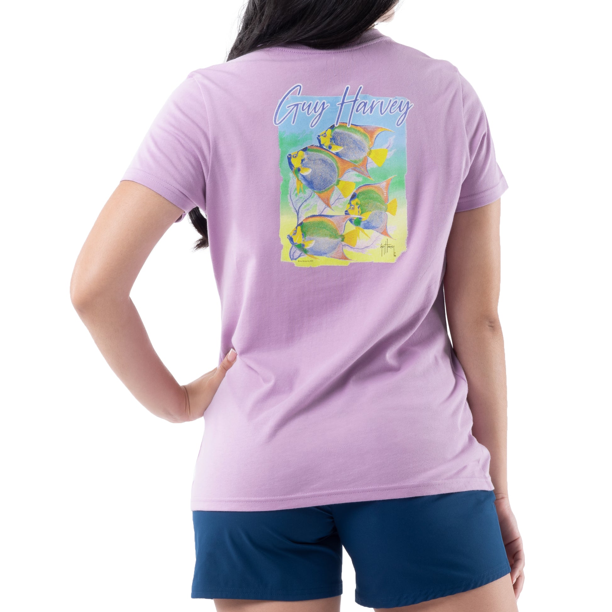 Ladies Angel Fish Short Sleeve Crew Neck T-Shirt View 2