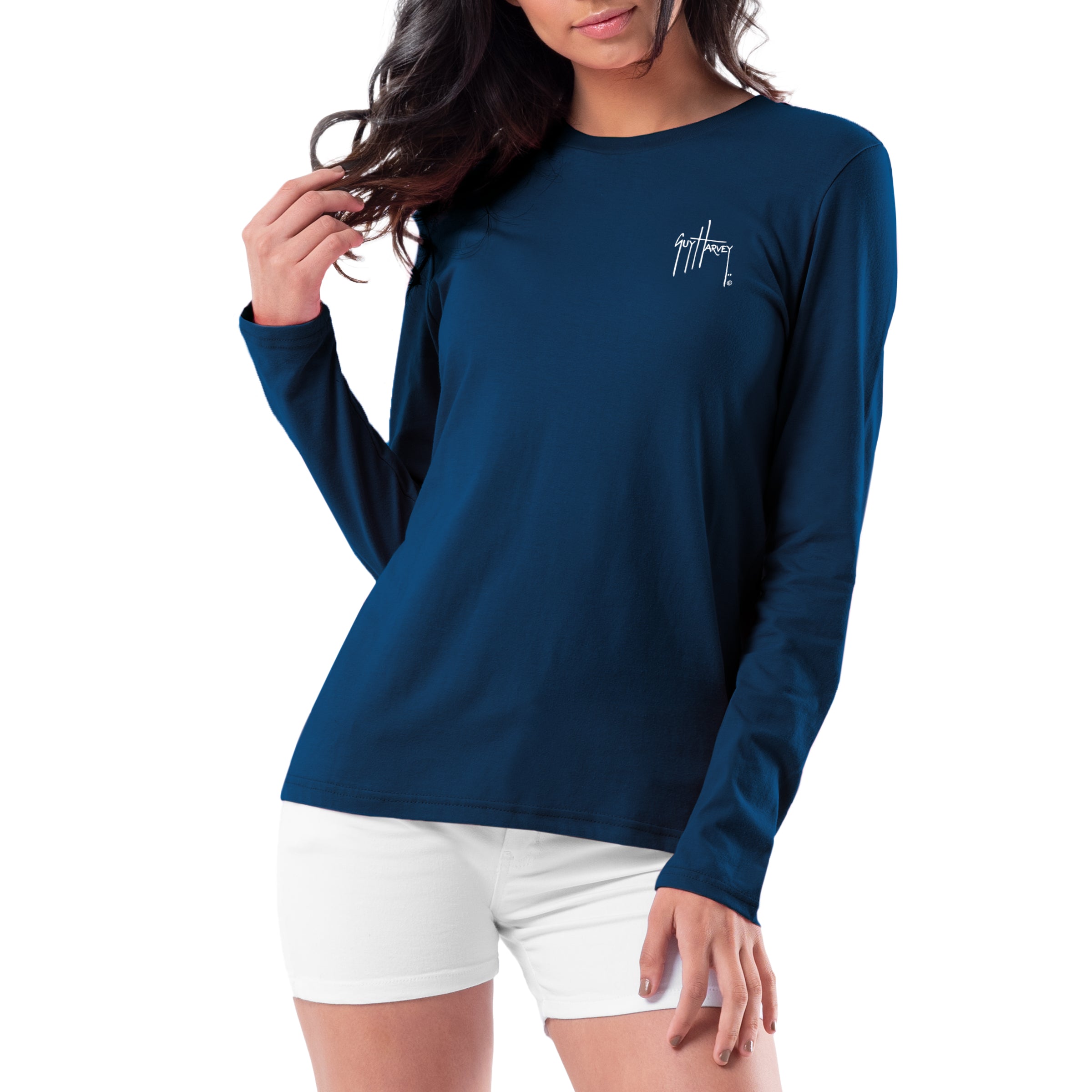 Ladies Marlin Long Sleeve Crew Neck T-Shirt View 2