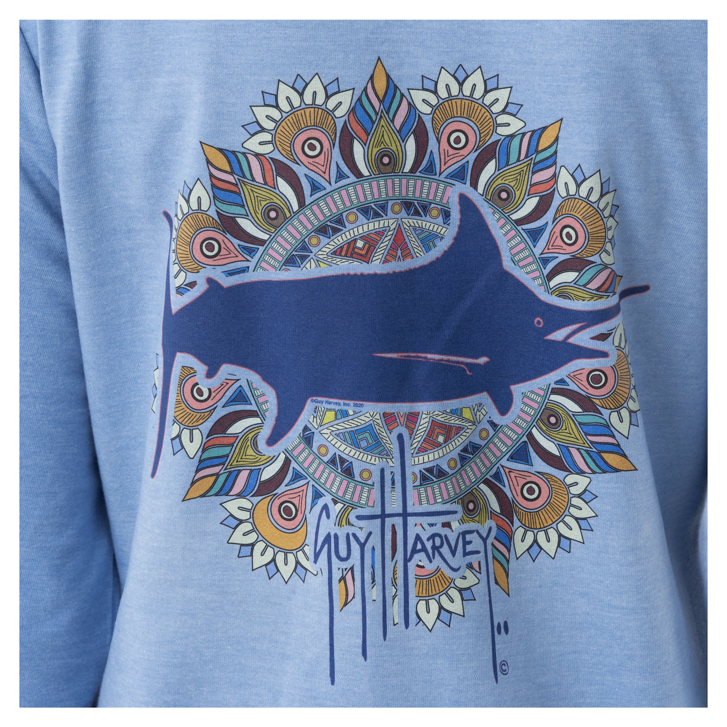 Ladies Billfish Mandala Long Sleeve Crew Neck T-Shirt View 3