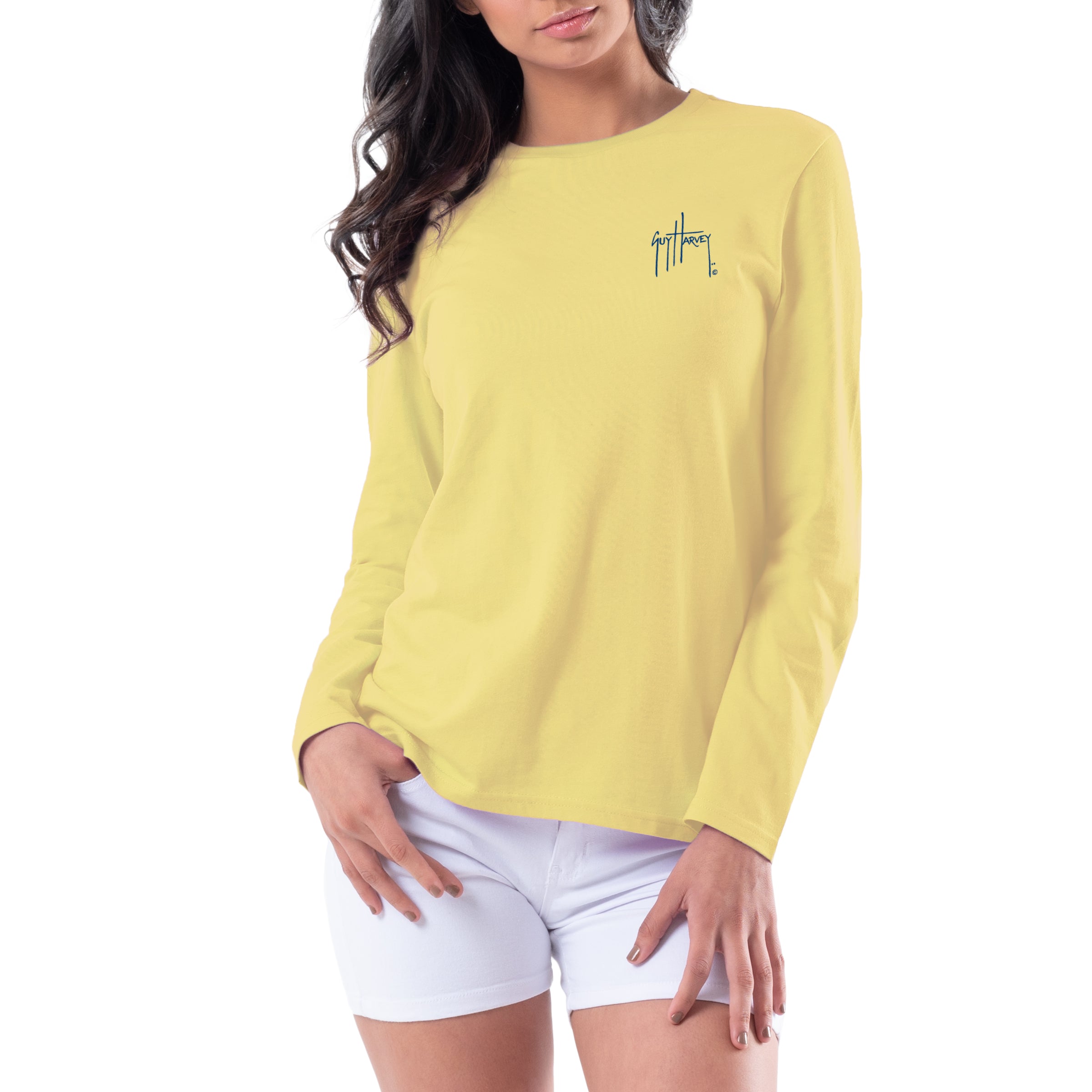 Ladies Hawksbill Long Sleeve Crew Neck T-Shirt View 2