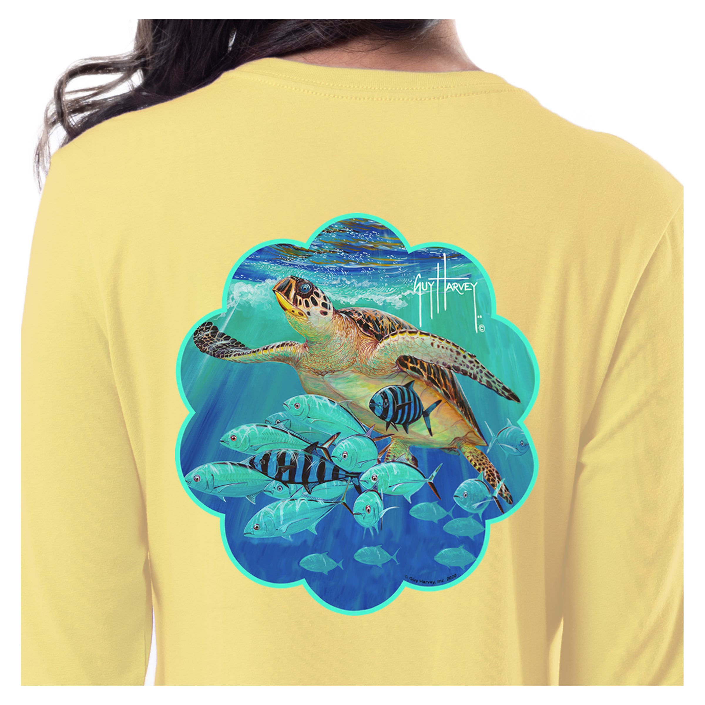 Ladies Hawksbill Long Sleeve Crew Neck T-Shirt View 3