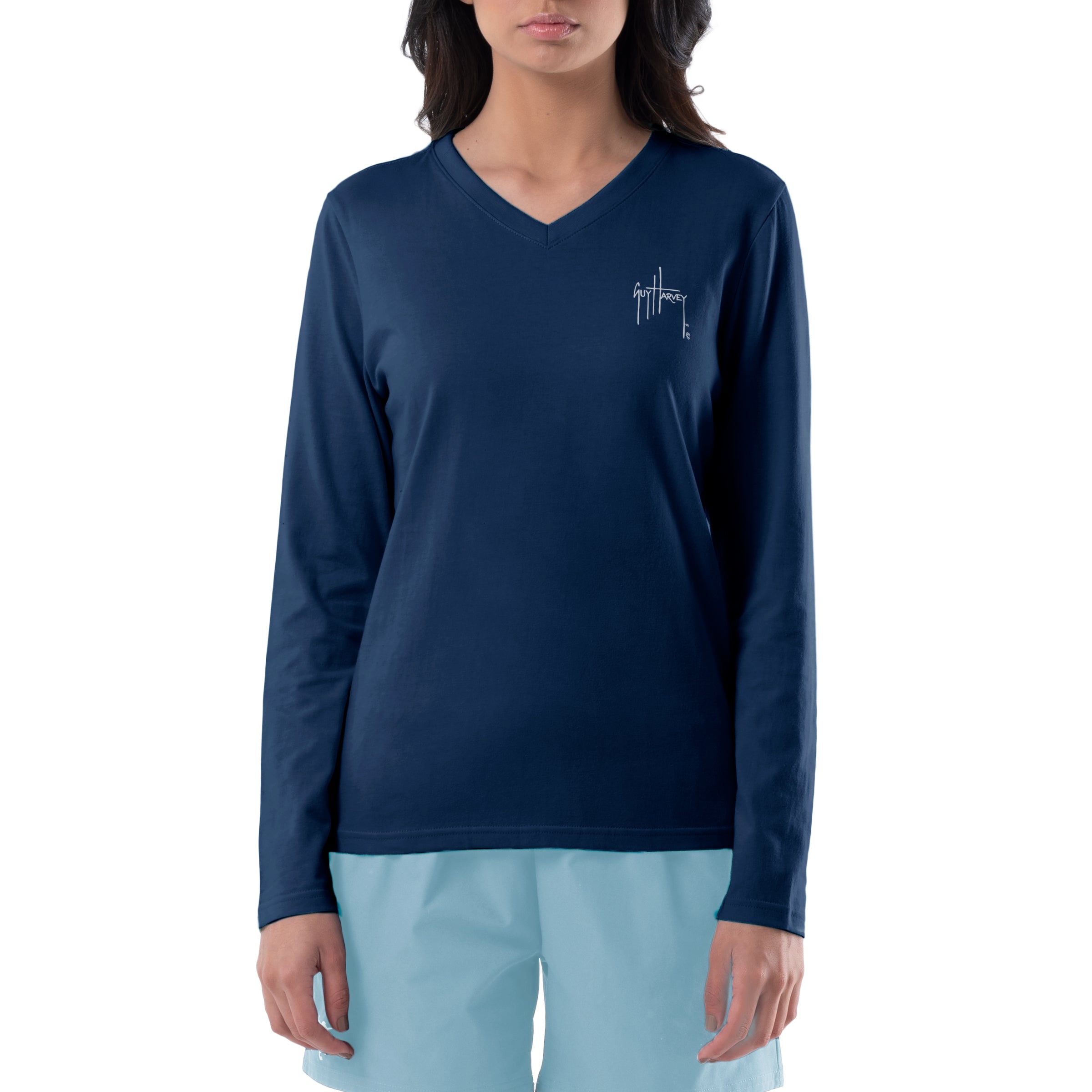 Ladies Mahi Peace Long Sleeve V-Neck T-Shirt View 2