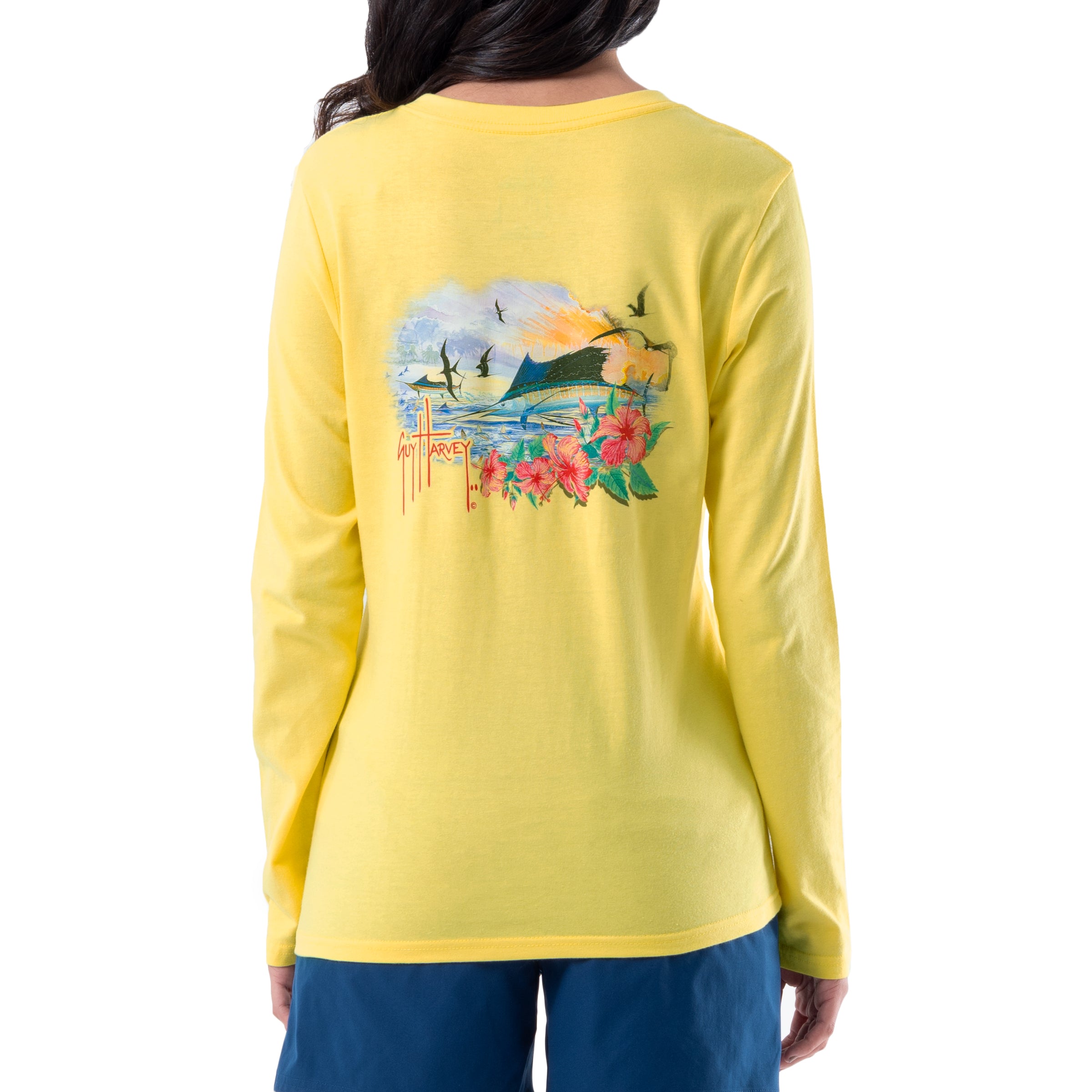 Ladies Sailfish Rays Long Sleeve V-Neck T-Shirt View 1