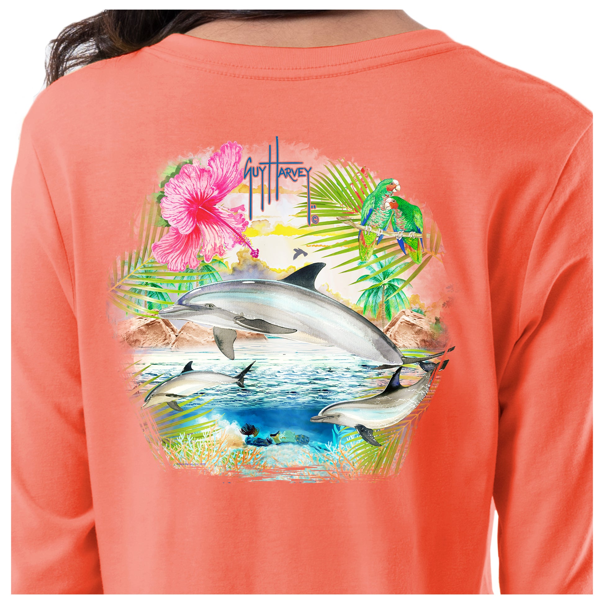 Ladies Spectacle Long Sleeve V-Neck T-Shirt View 3