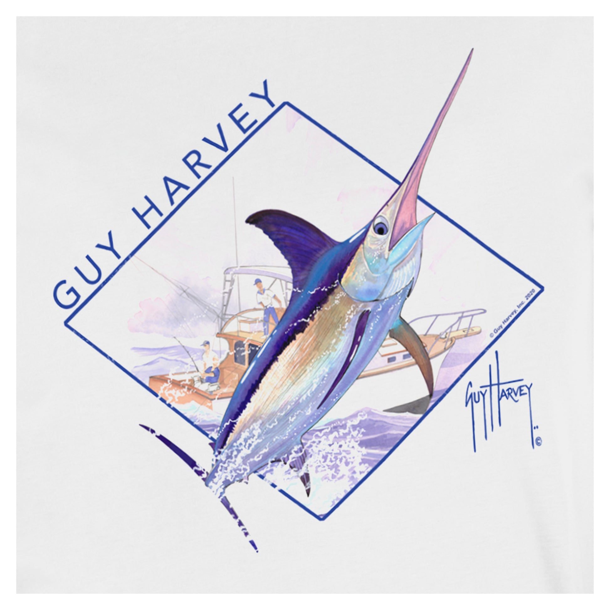 Ladies Swordfish Splash Short Sleeve Crew Neck T-Shirt – Guy Harvey