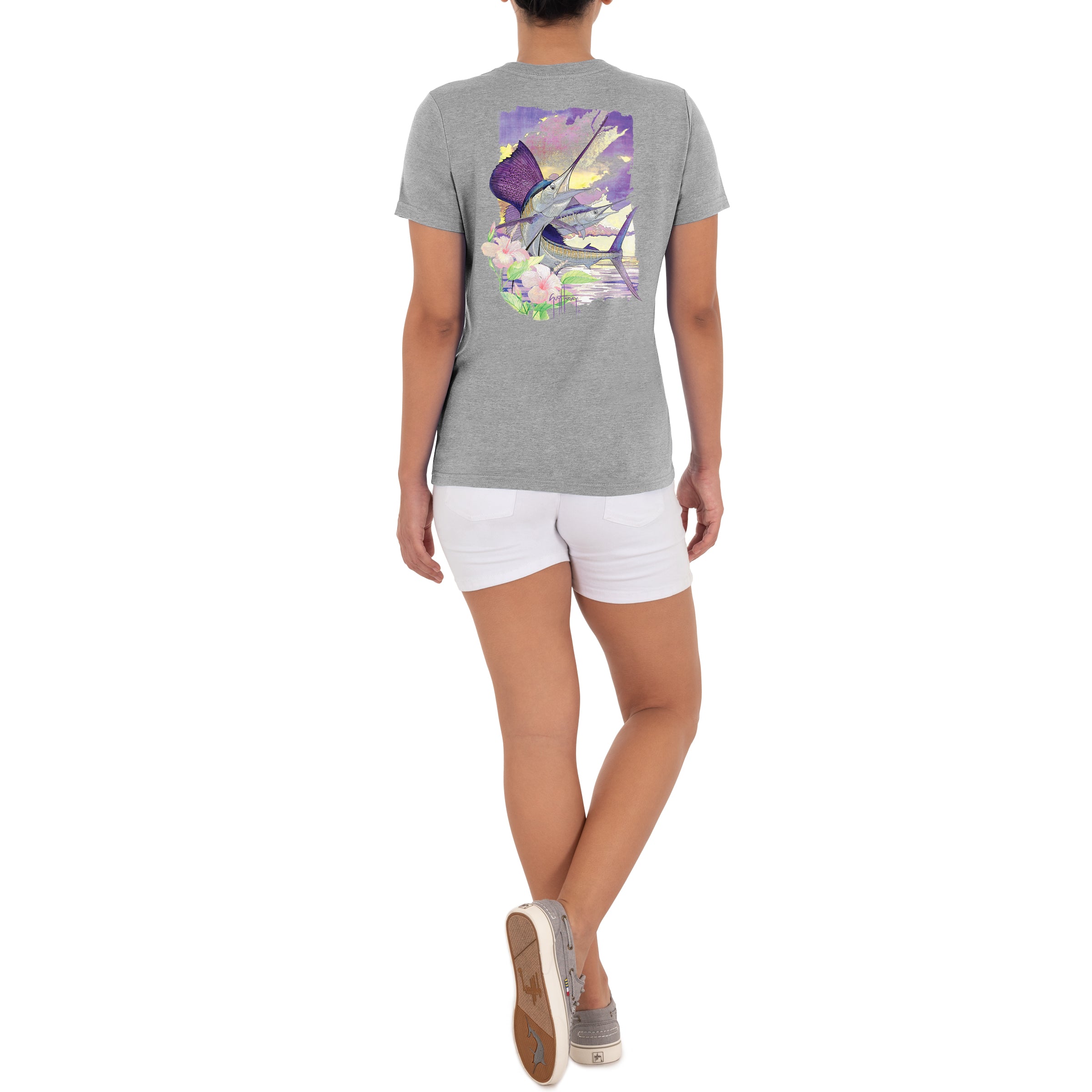 Ladies Hibiscus Dawn Short Sleeve Crew Neck T-Shirt View 5