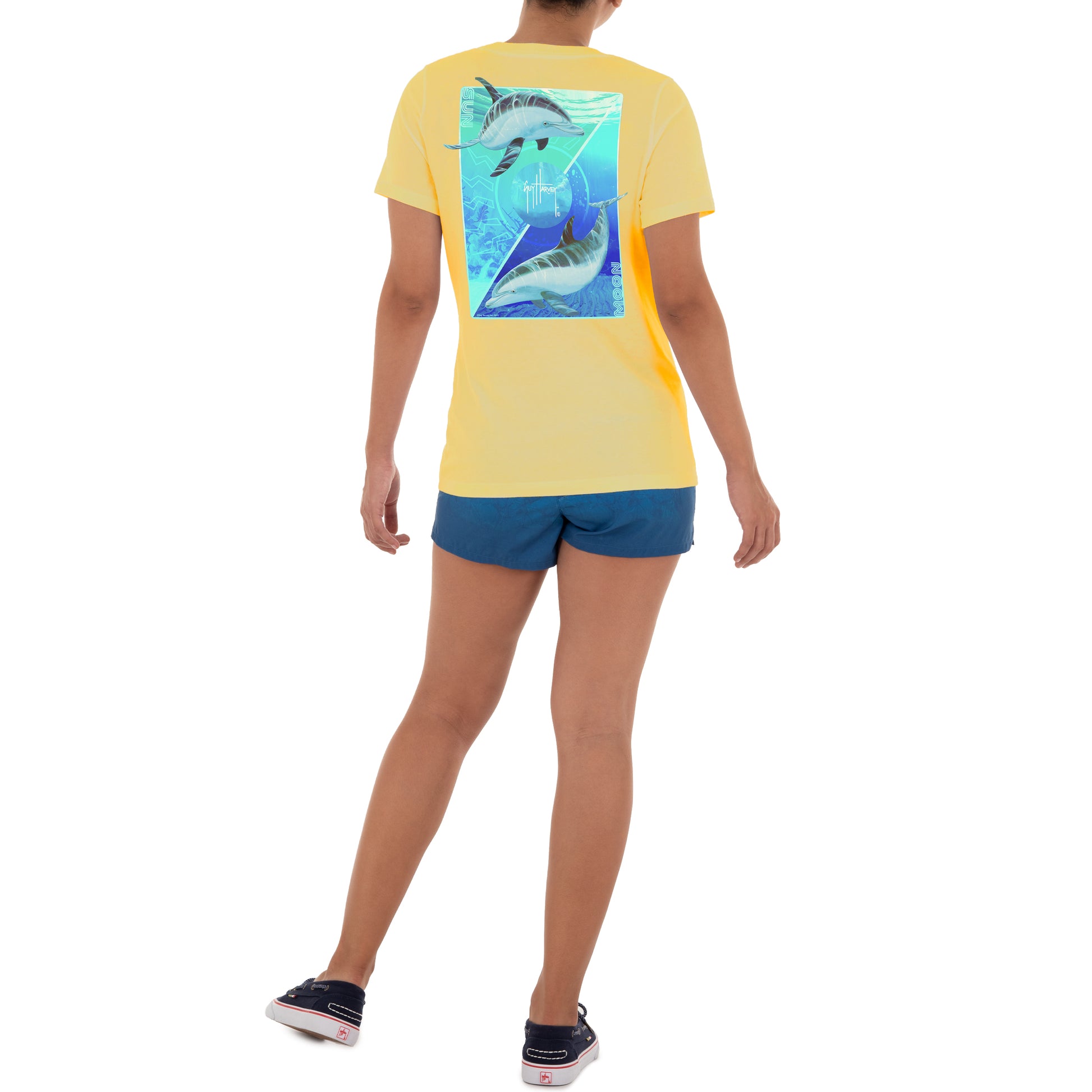 Ladies Sun & Moon Short Sleeve V-Neck T-Shirt View 4