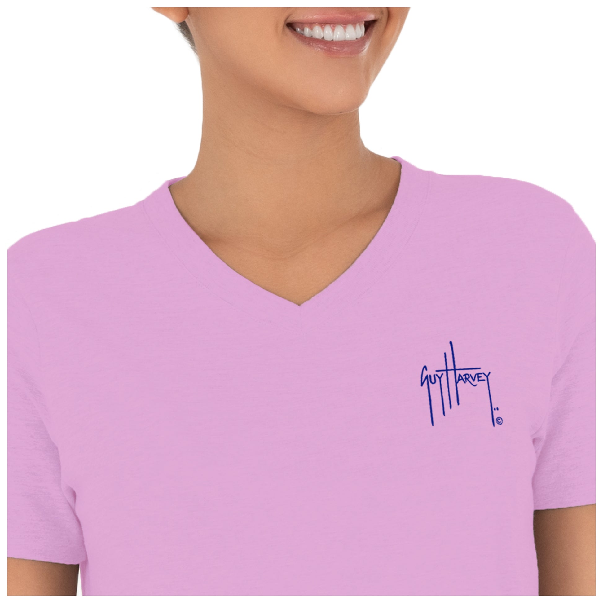 Ladies Mahi Scribble Short Sleeve V-Neck T-Shirt View 4