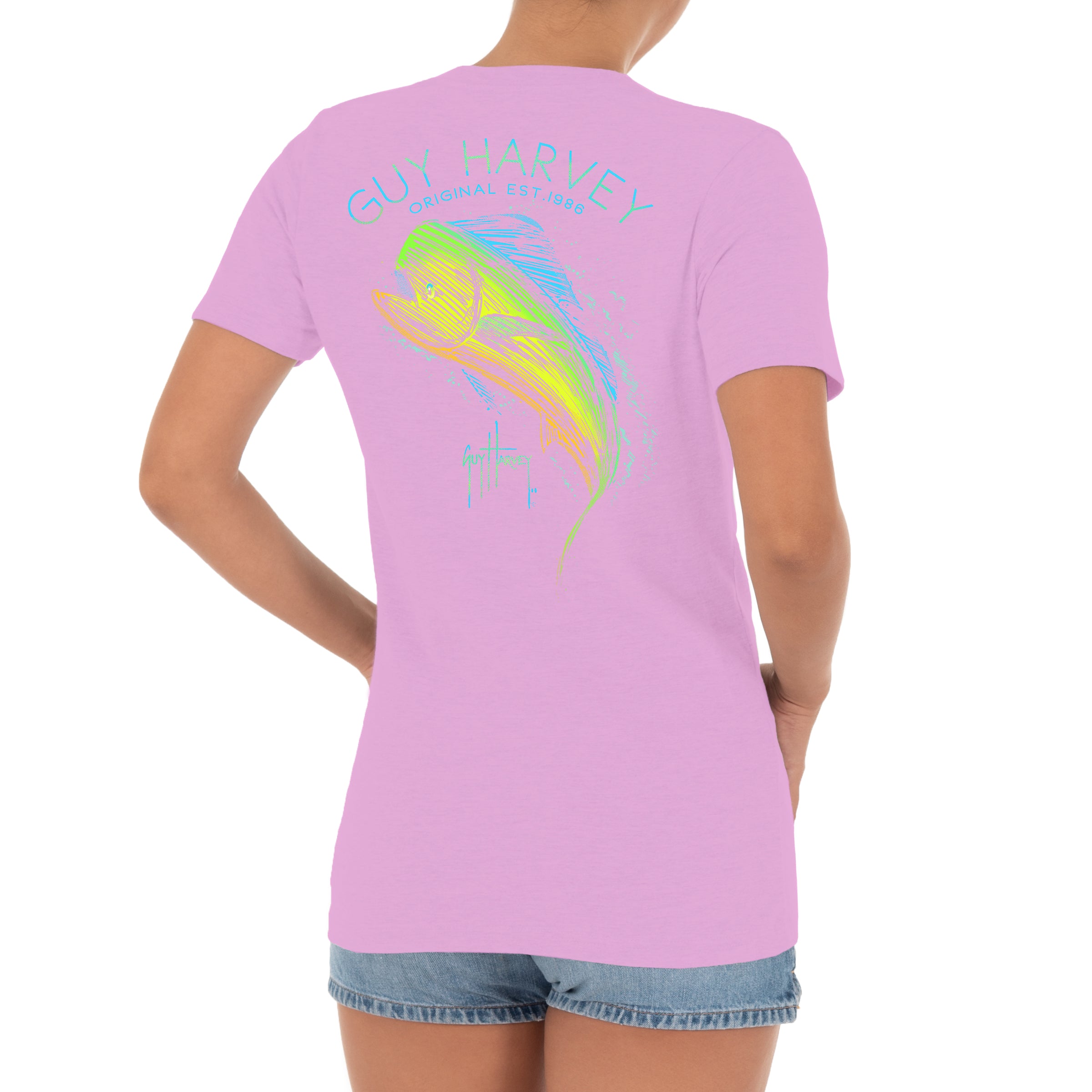 Ladies Mahi Scribble Short Sleeve V-Neck T-Shirt View 1