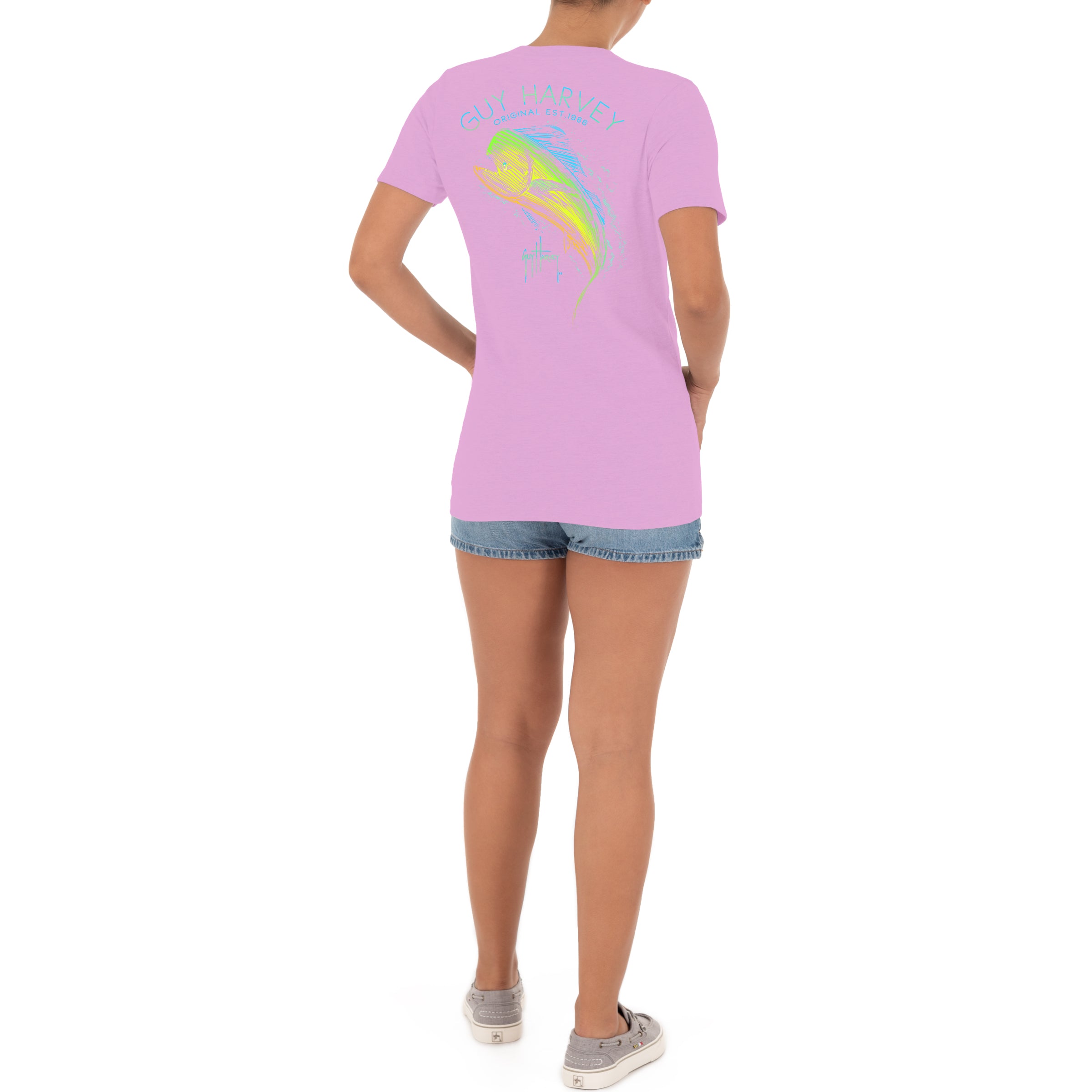 Ladies Mahi Scribble Short Sleeve V-Neck T-Shirt View 5