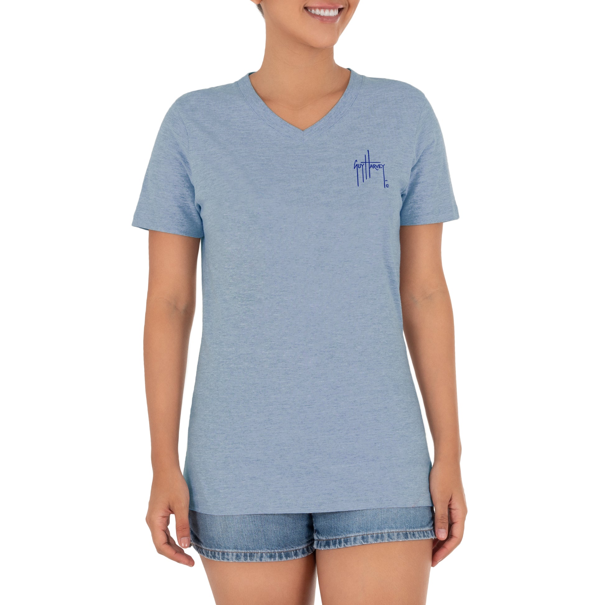 Ladies Marlin Runner Short Sleeve V-Neck T-Shirt View 4