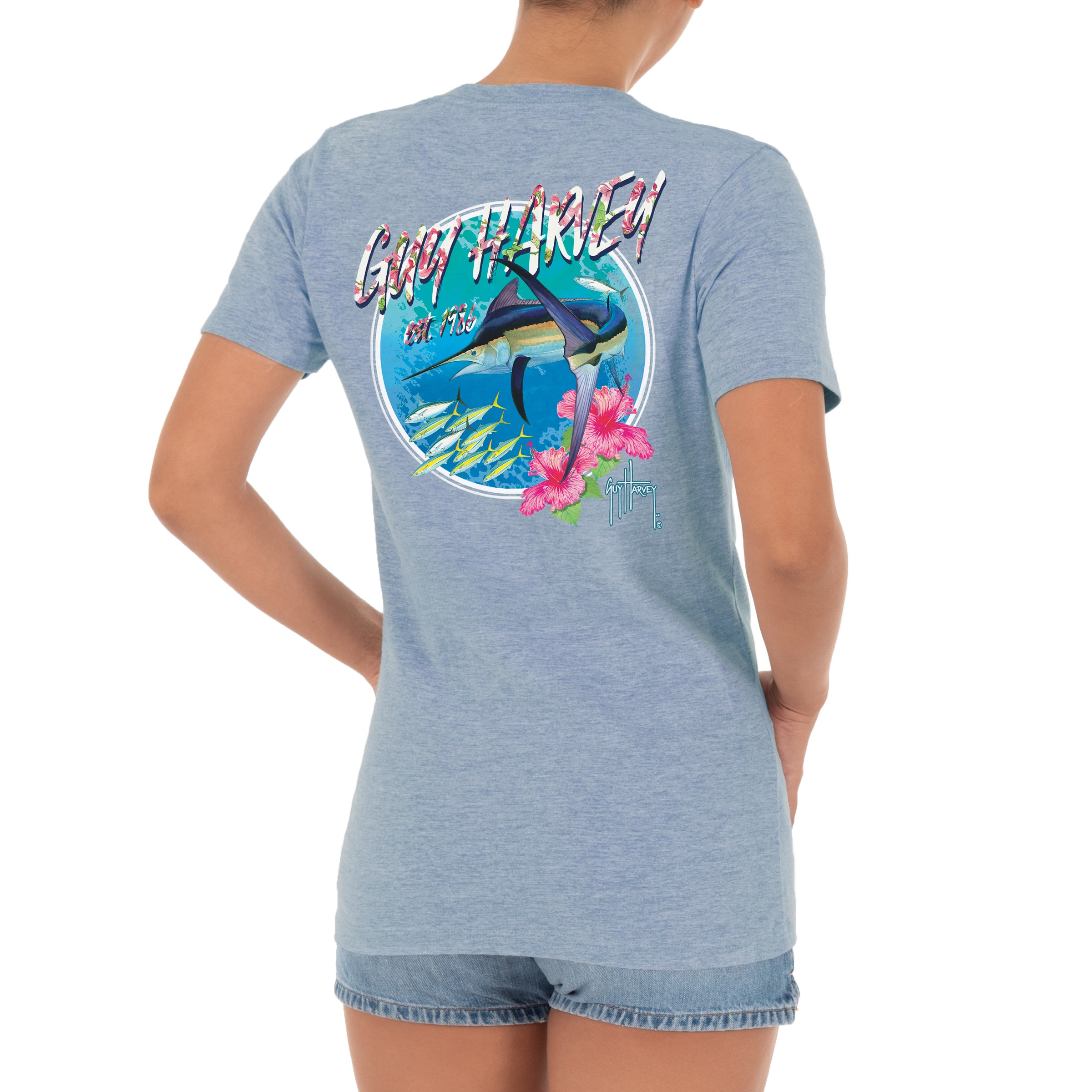 Ladies Marlin Runner Short Sleeve V-Neck T-Shirt View 1