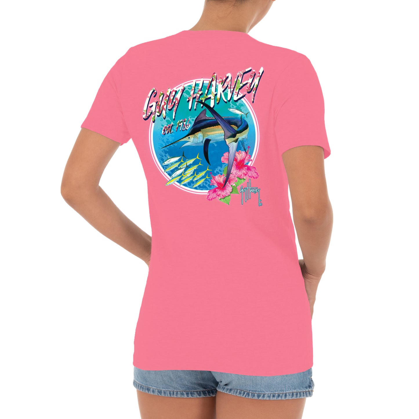 Ladies Marlin Runner Short Sleeve V-Neck T-Shirt View 1