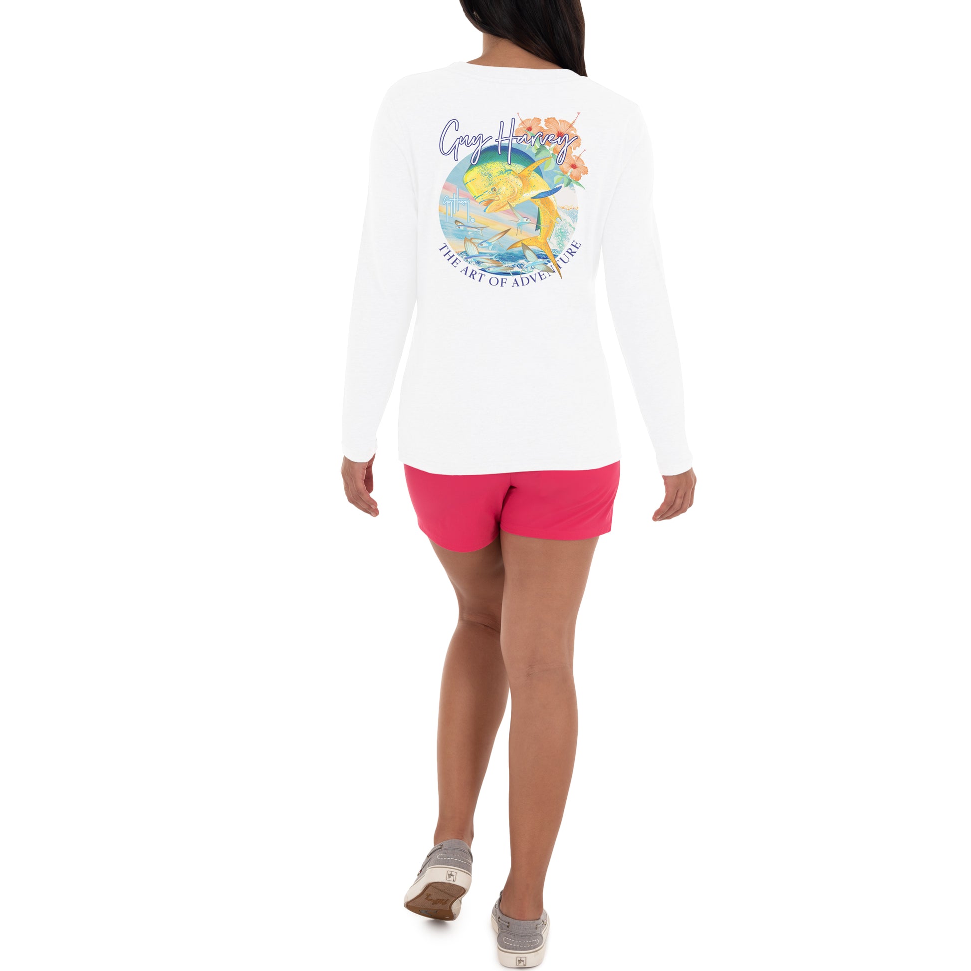 Ladies Mahi Mahi Long Sleeve Crew Neck T-Shirt View 4