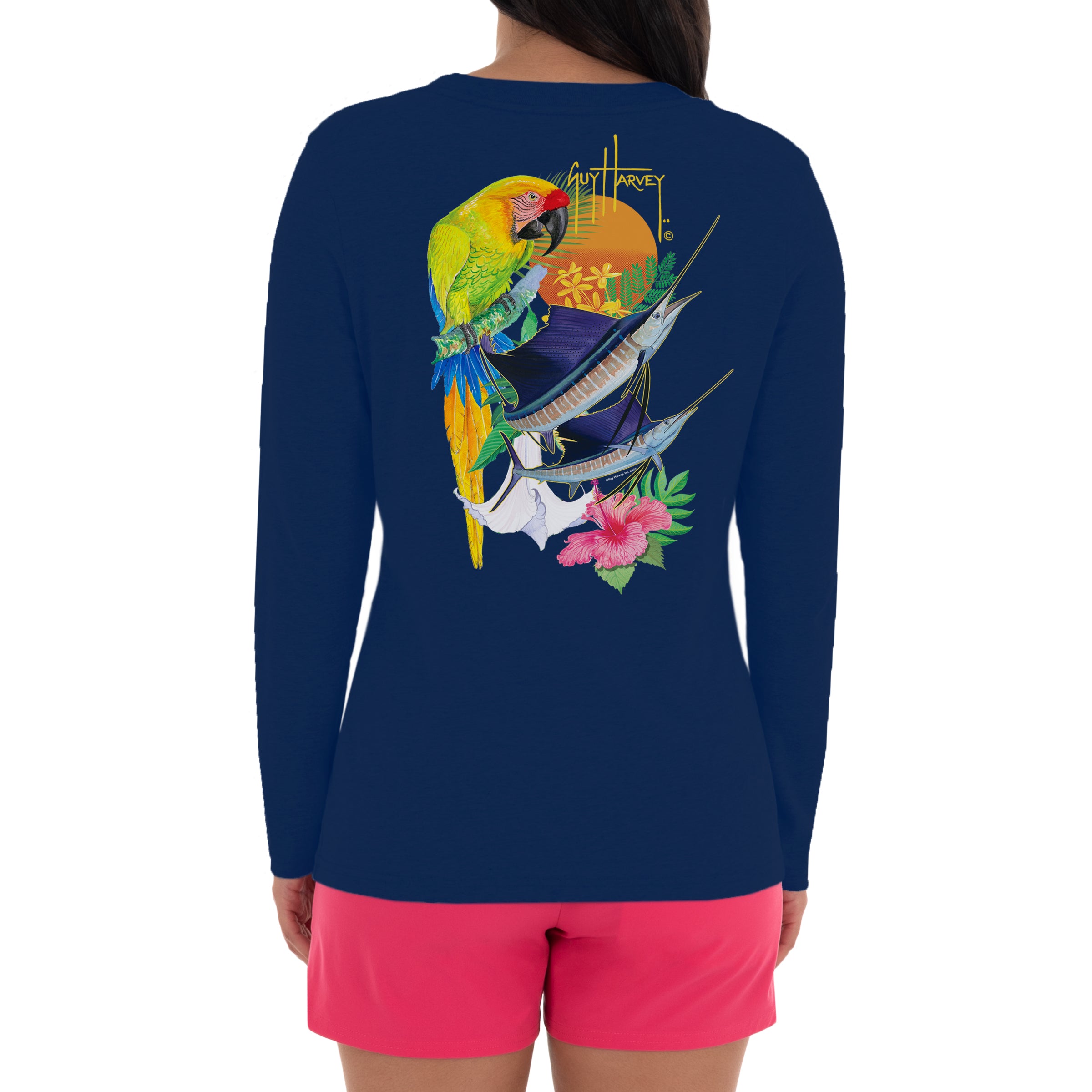 Ladies Sunset Long Sleeve V-Neck T-Shirt View 1