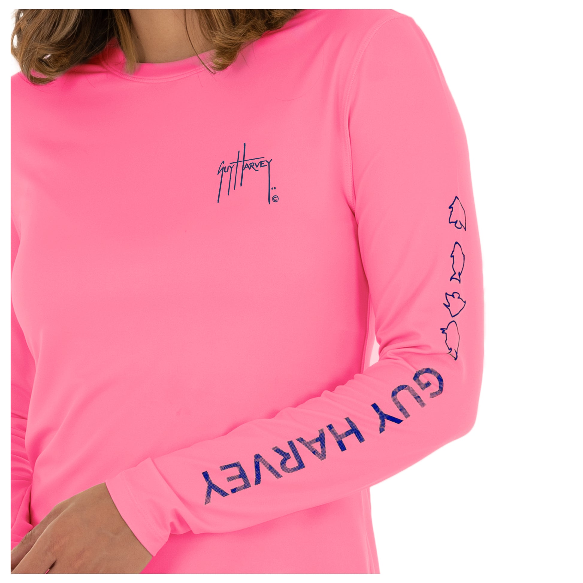 Ladies Core Solid Pink Sun Protection Top View 5