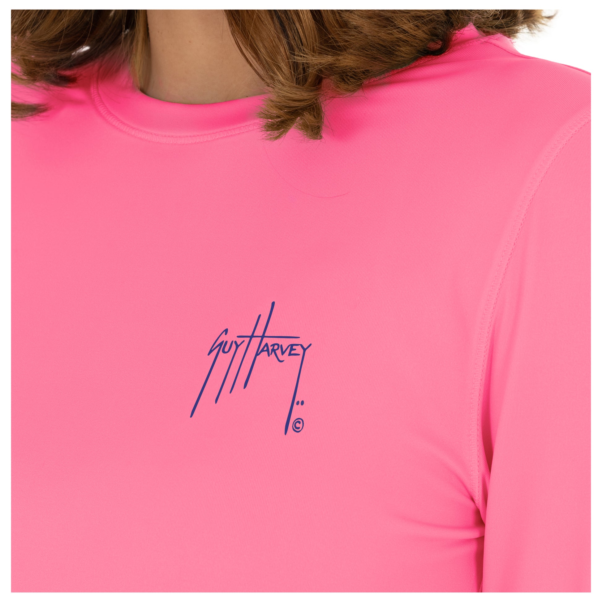 Ladies Core Solid Pink Sun Protection Top View 6