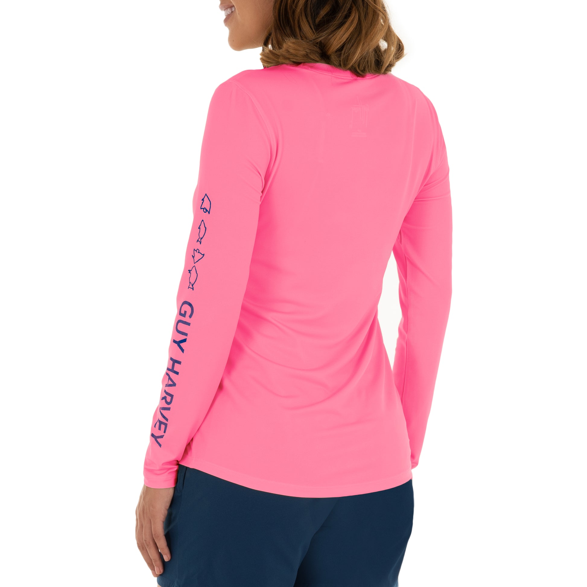 Ladies Core Solid Pink Sun Protection Top View 2