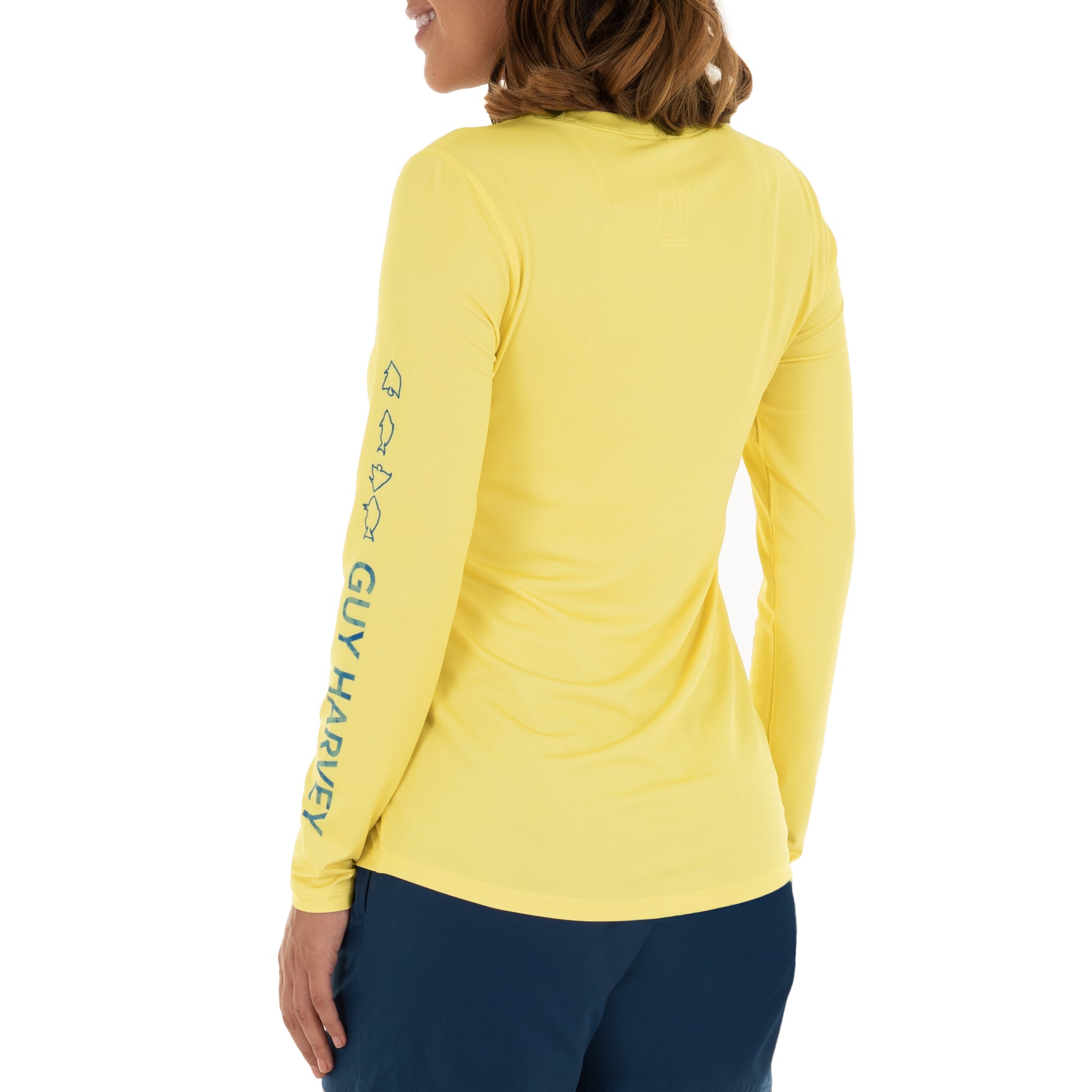 Ladies Core Solid Yellow Sun Protection Top View 2