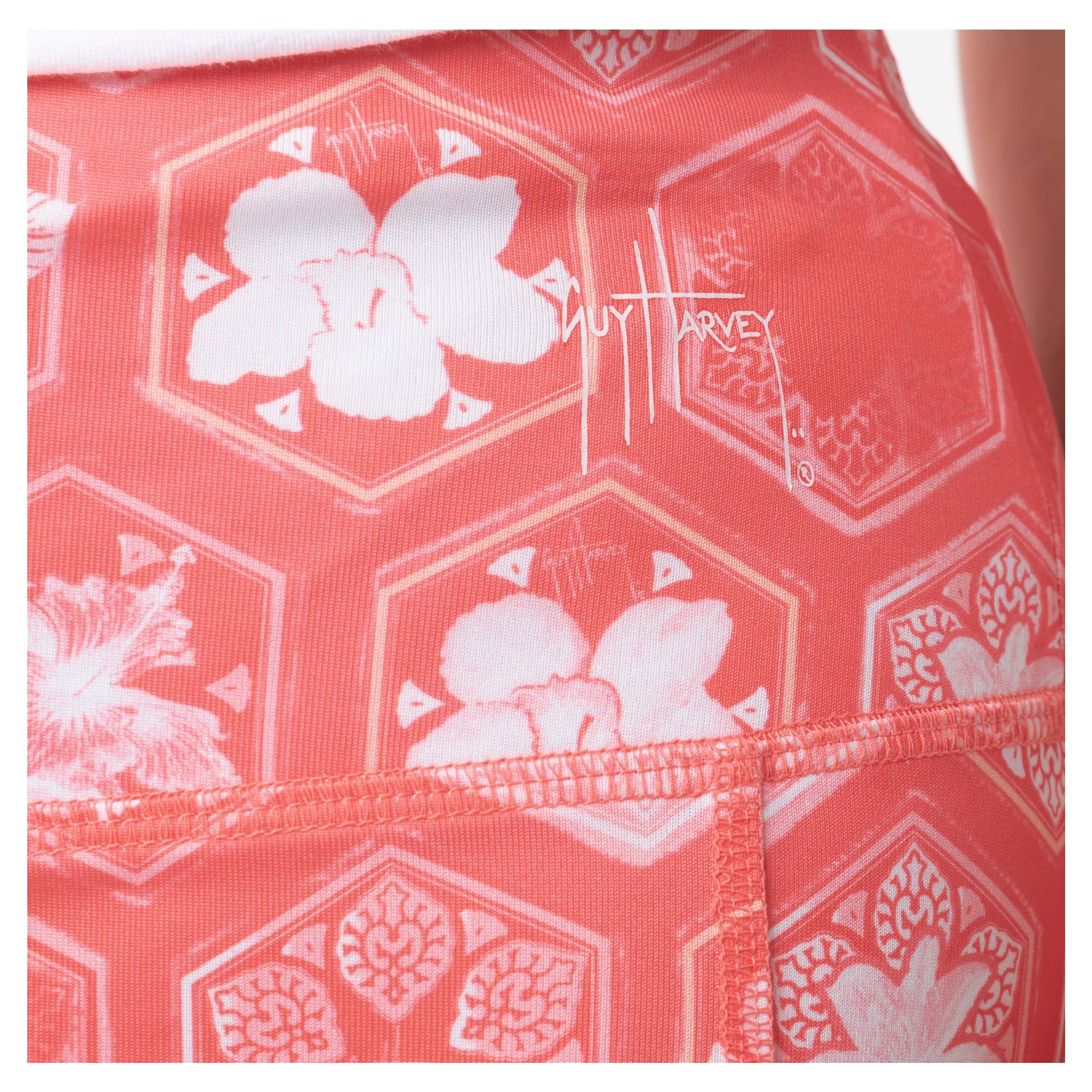 Ladies Coral Mosaic Biker Shorts View 7