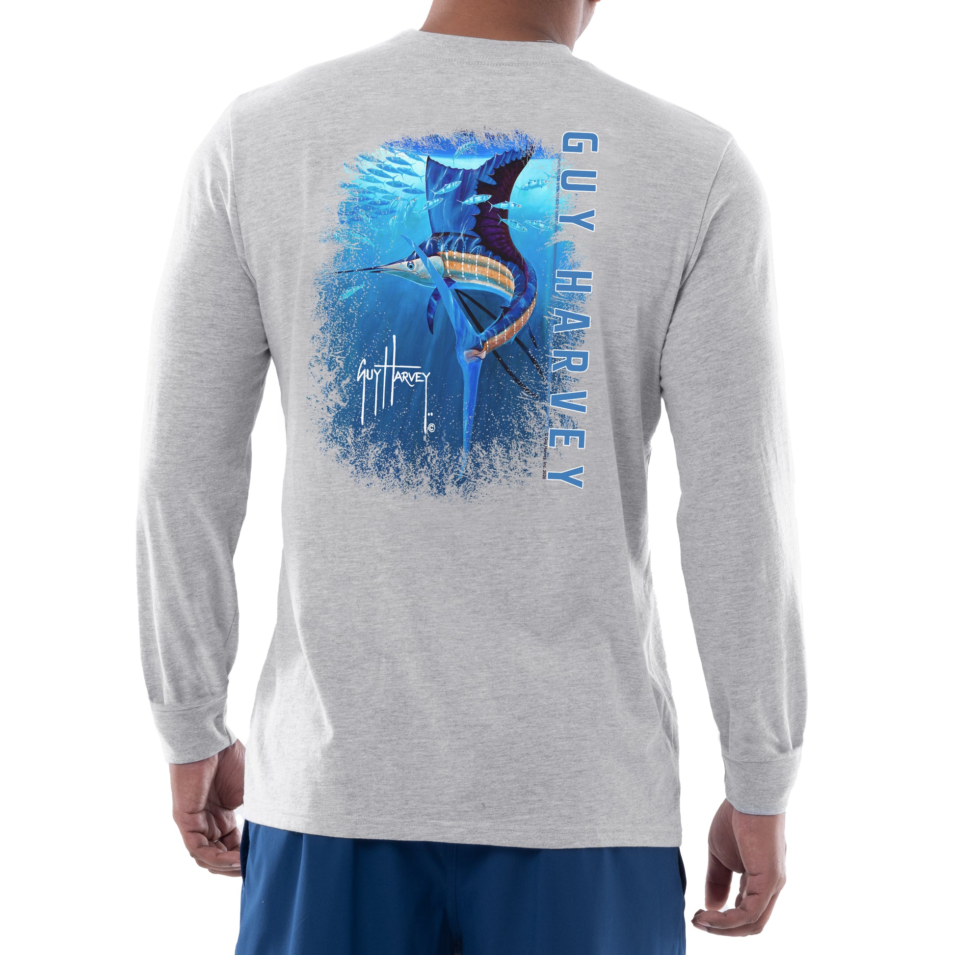 Men's Deep Blue Sail Long Sleeve T-Shirt View 6