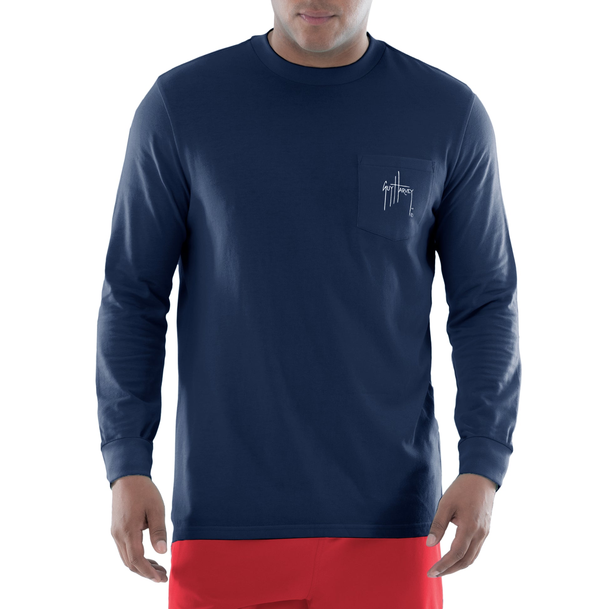 Men's Dolphin Wahoo Kingfish Long Sleeve Pocket T-Shirt View 2