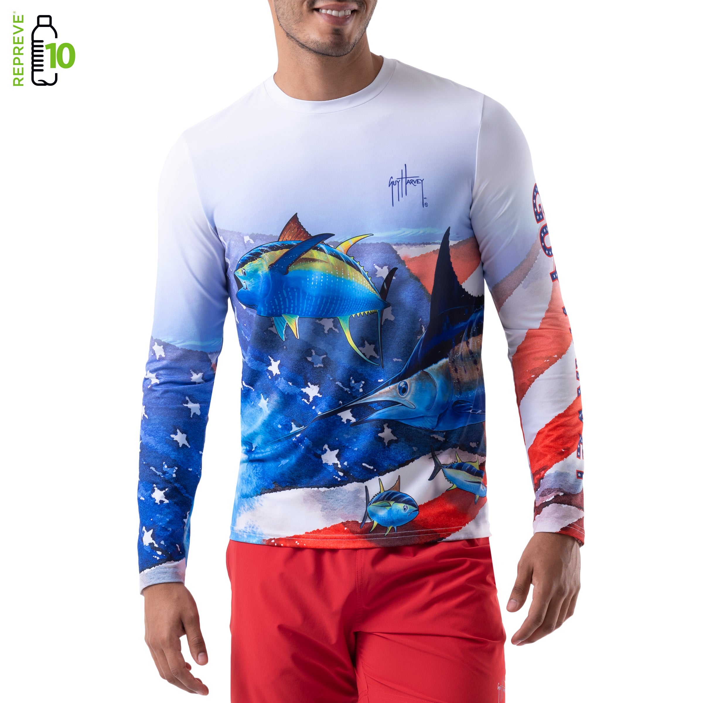 Men's Flag Flow Performance Sun Protection Top View 1