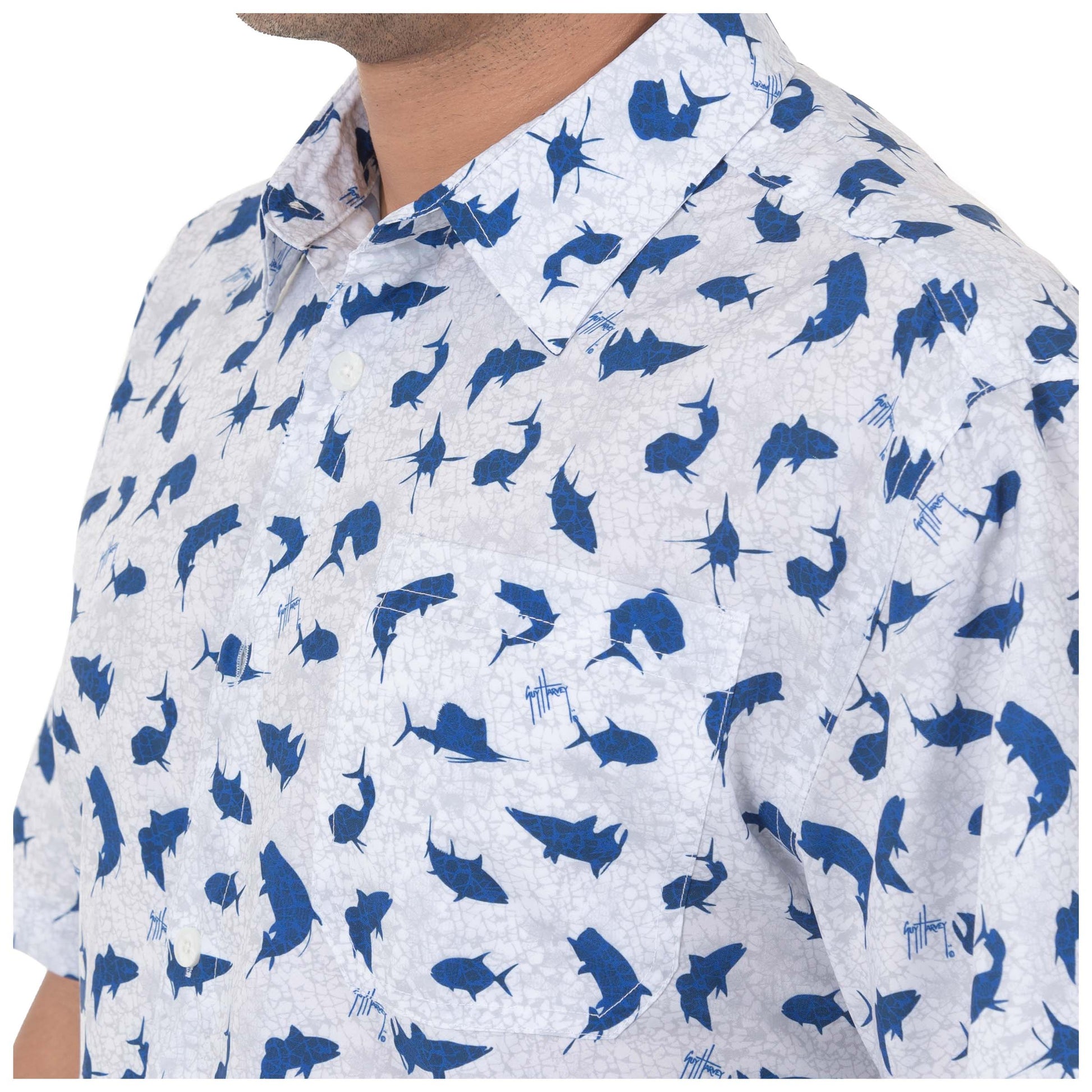 Men's Short Sleeve Space out Silos Printed Fishing Shirt View 2