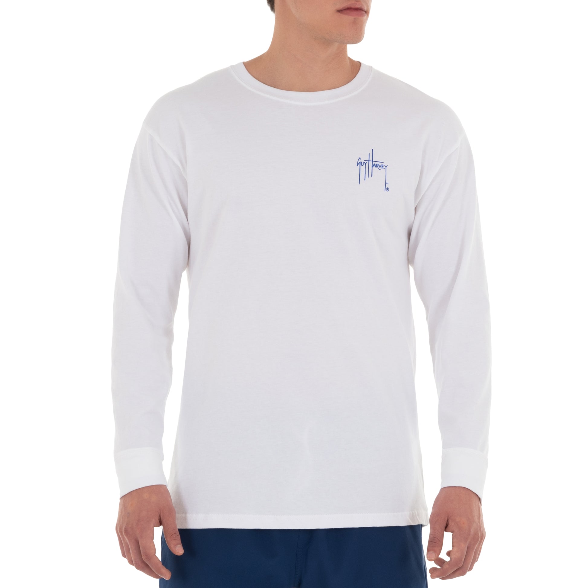 Guy Harvey RWB Sailfish Long-Sleeve T-Shirt for Men - Bright White - L