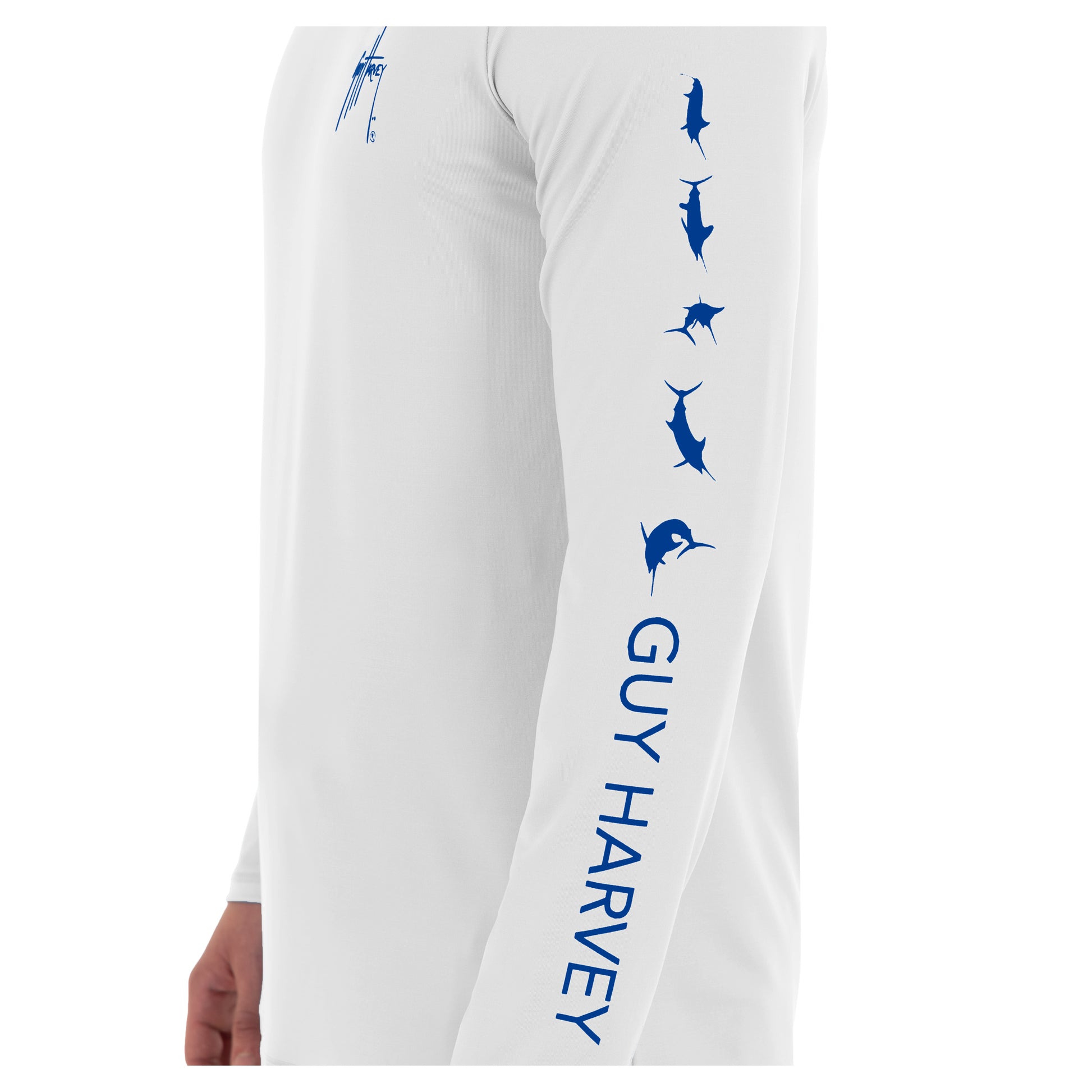 Mens Core Solid Long Sleeve Sun Protection White Top – Guy Harvey