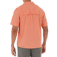 Men's Short Sleeve Heather Textured Cationic Coral Fishing Shirt View 2