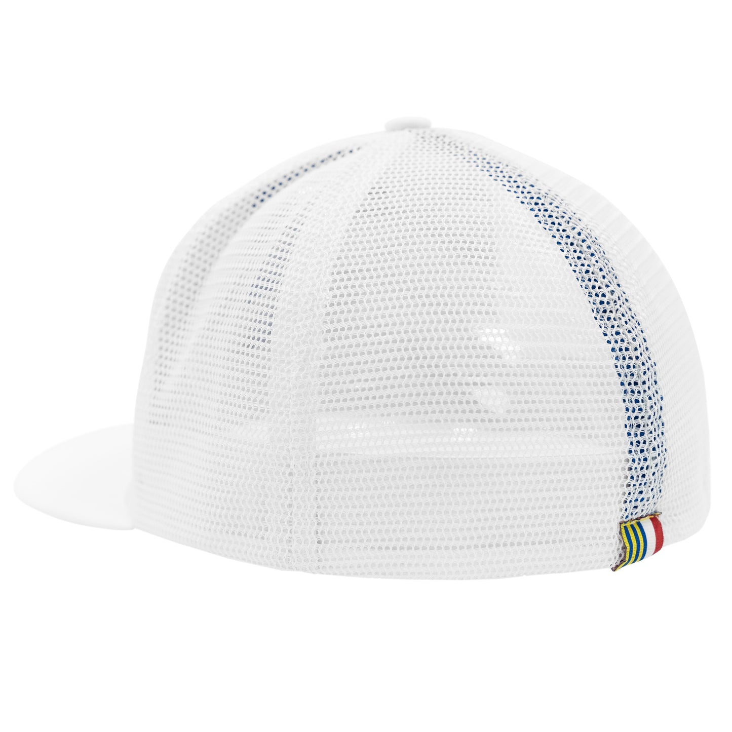Men's White Classic Fin Performance Flex Fitted Trucker Hat View 3