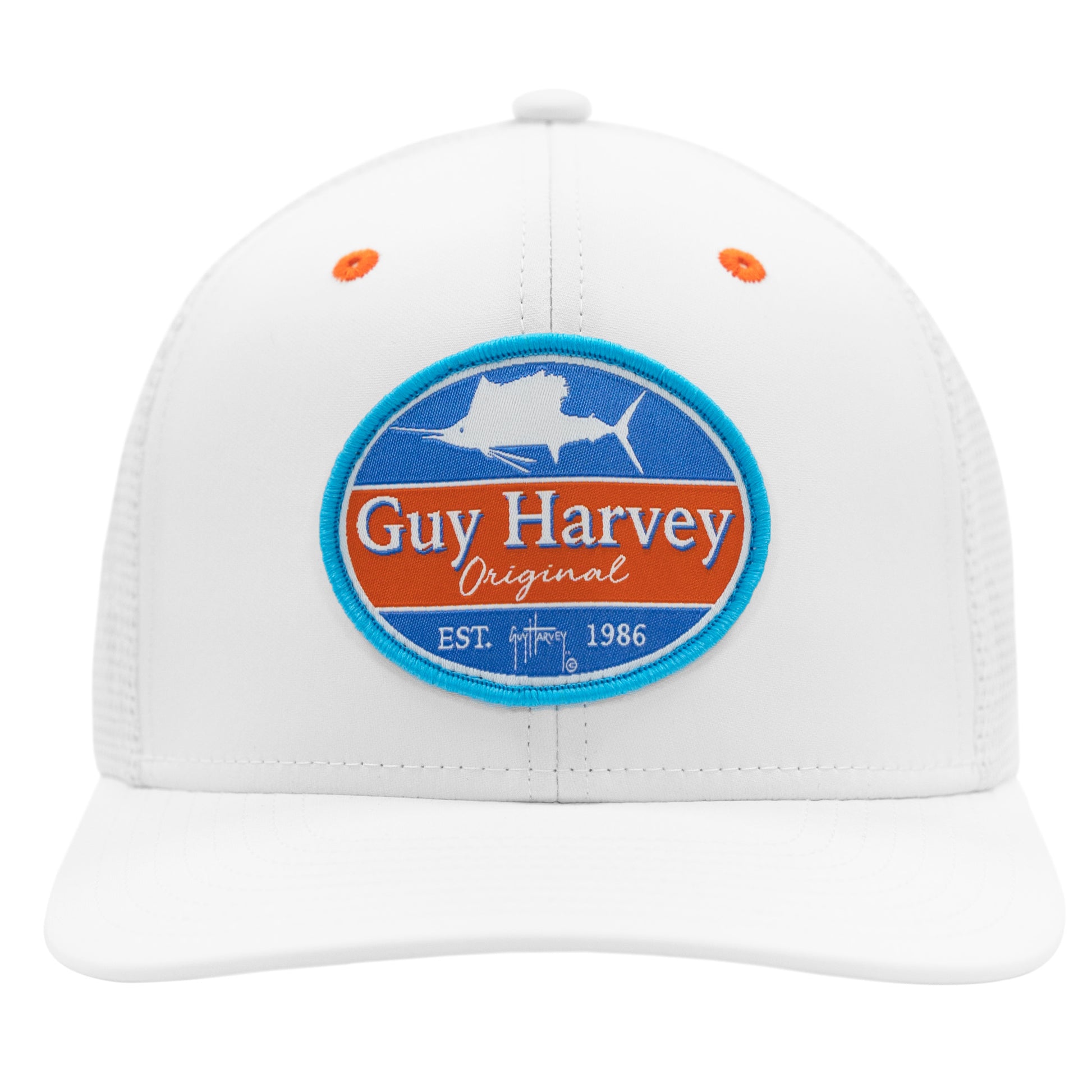 Men's White Classic Fin Performance Flex Fitted Trucker Hat – Guy Harvey