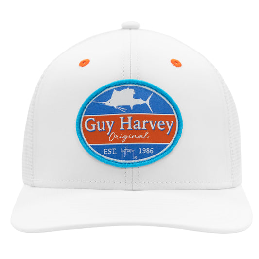 Men's White Classic Fin Performance Flex Fitted Trucker Hat