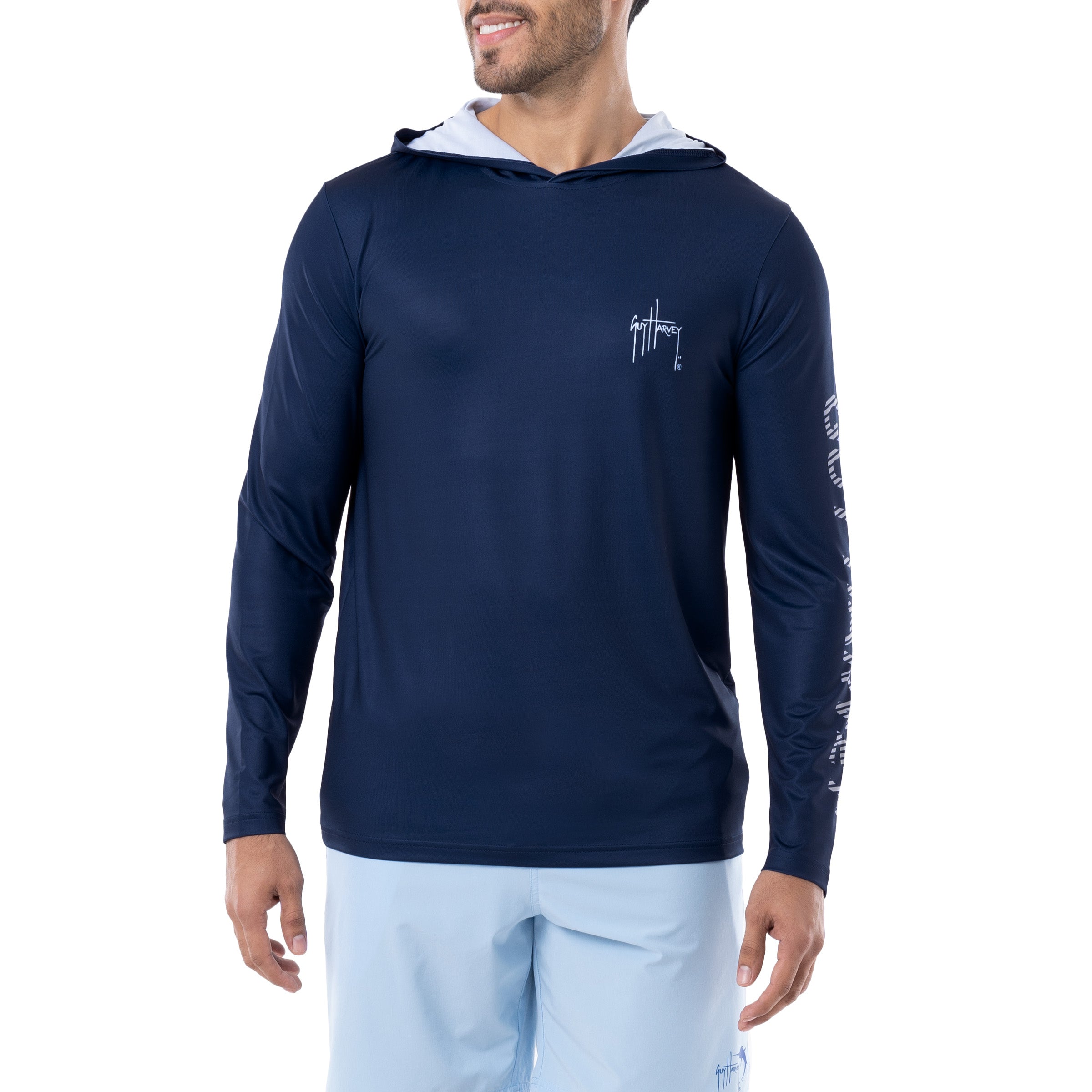 Men's Sailfish Script Long Sleeve Performance Hoodie View 2