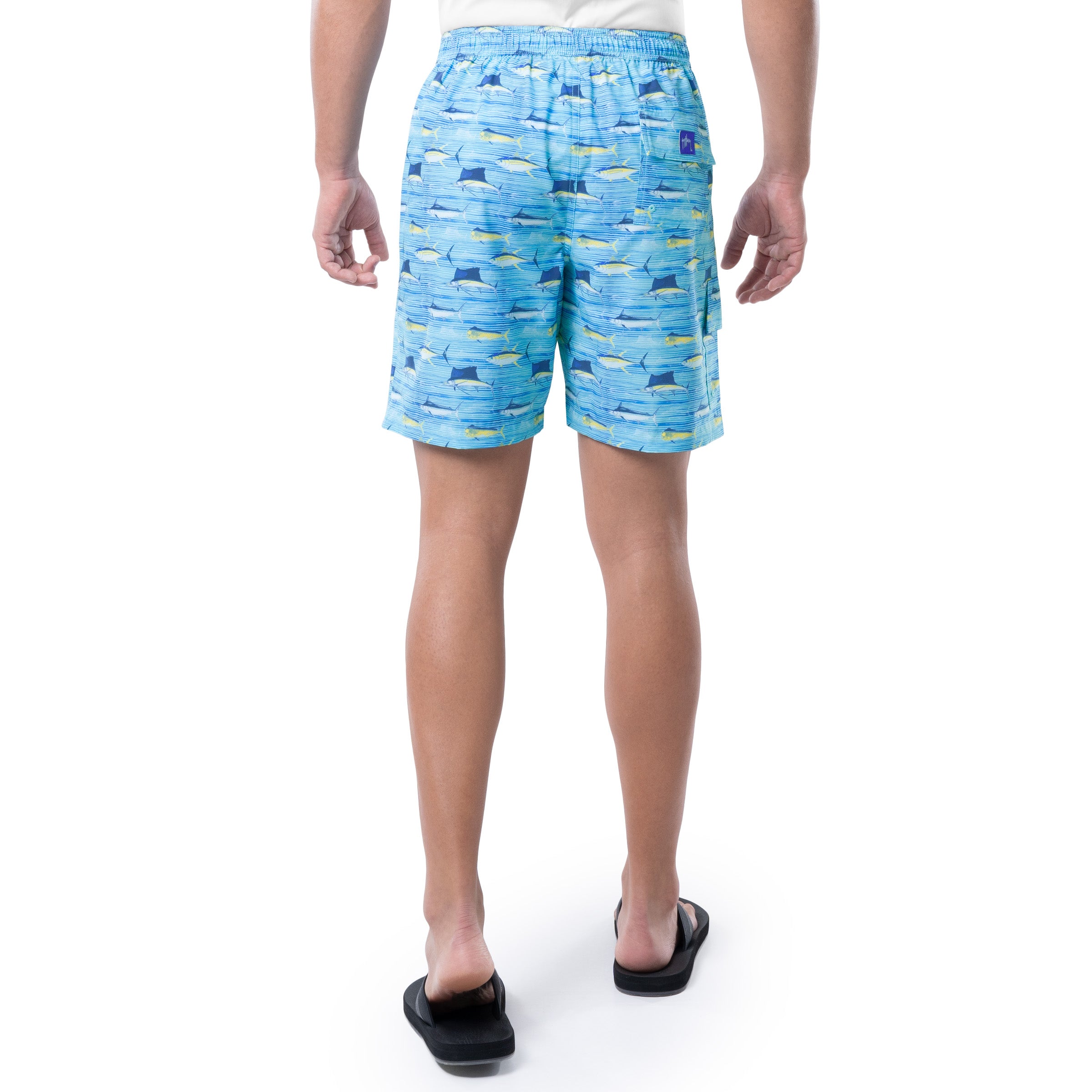 Men's Scribble Fish Lines 7" Surf Short View 2