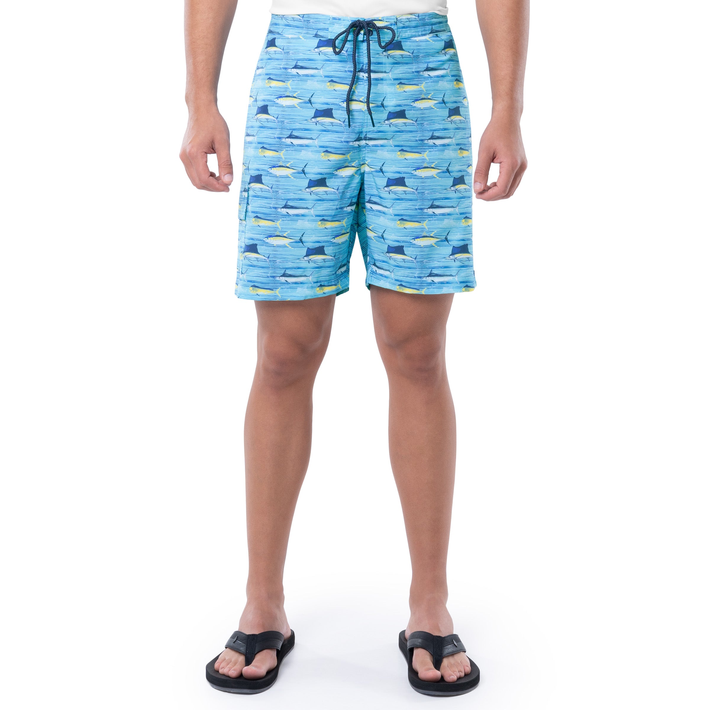 Men's Scribble Fish Lines 7" Surf Short View 1