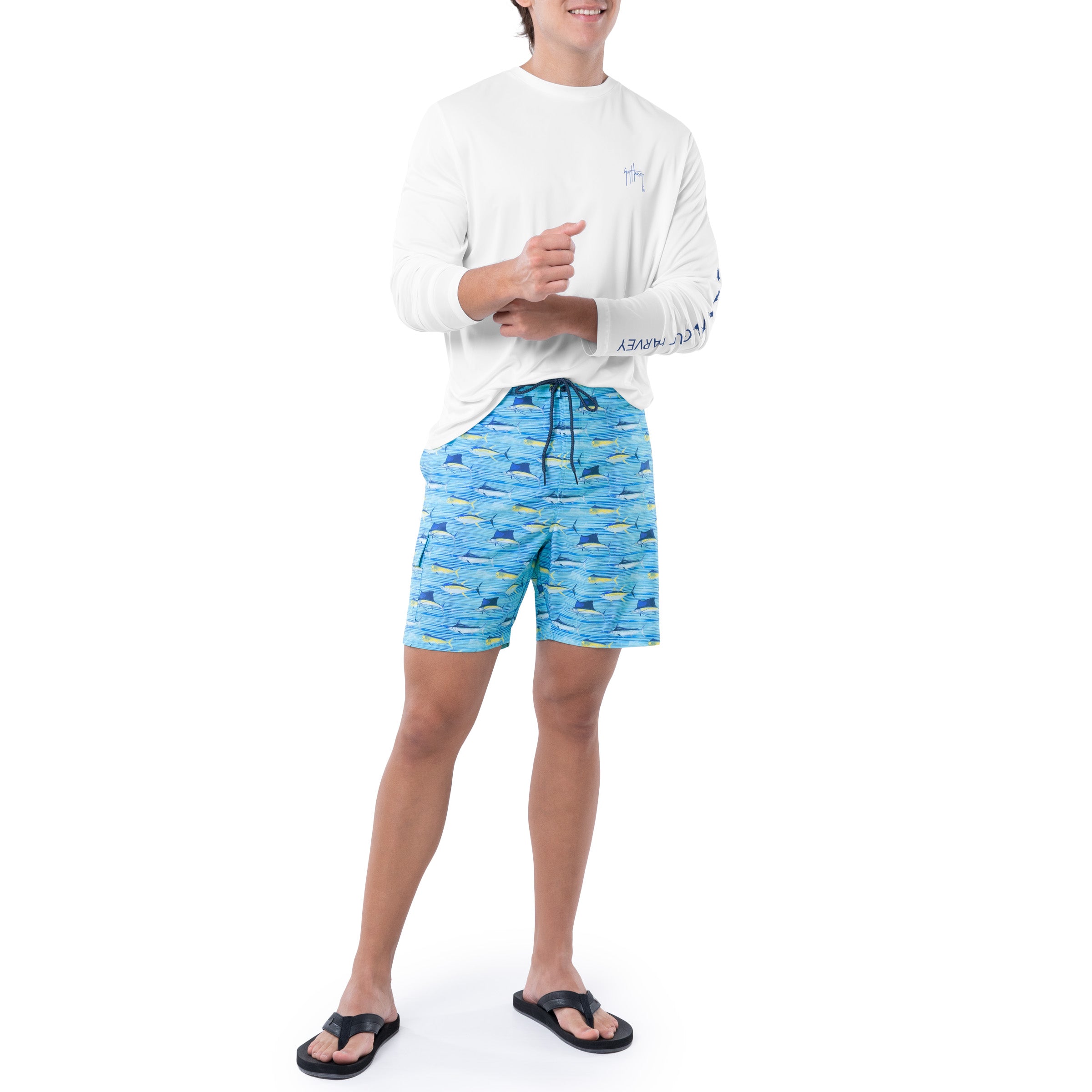 Men's Scribble Fish Lines 7" Surf Short View 10