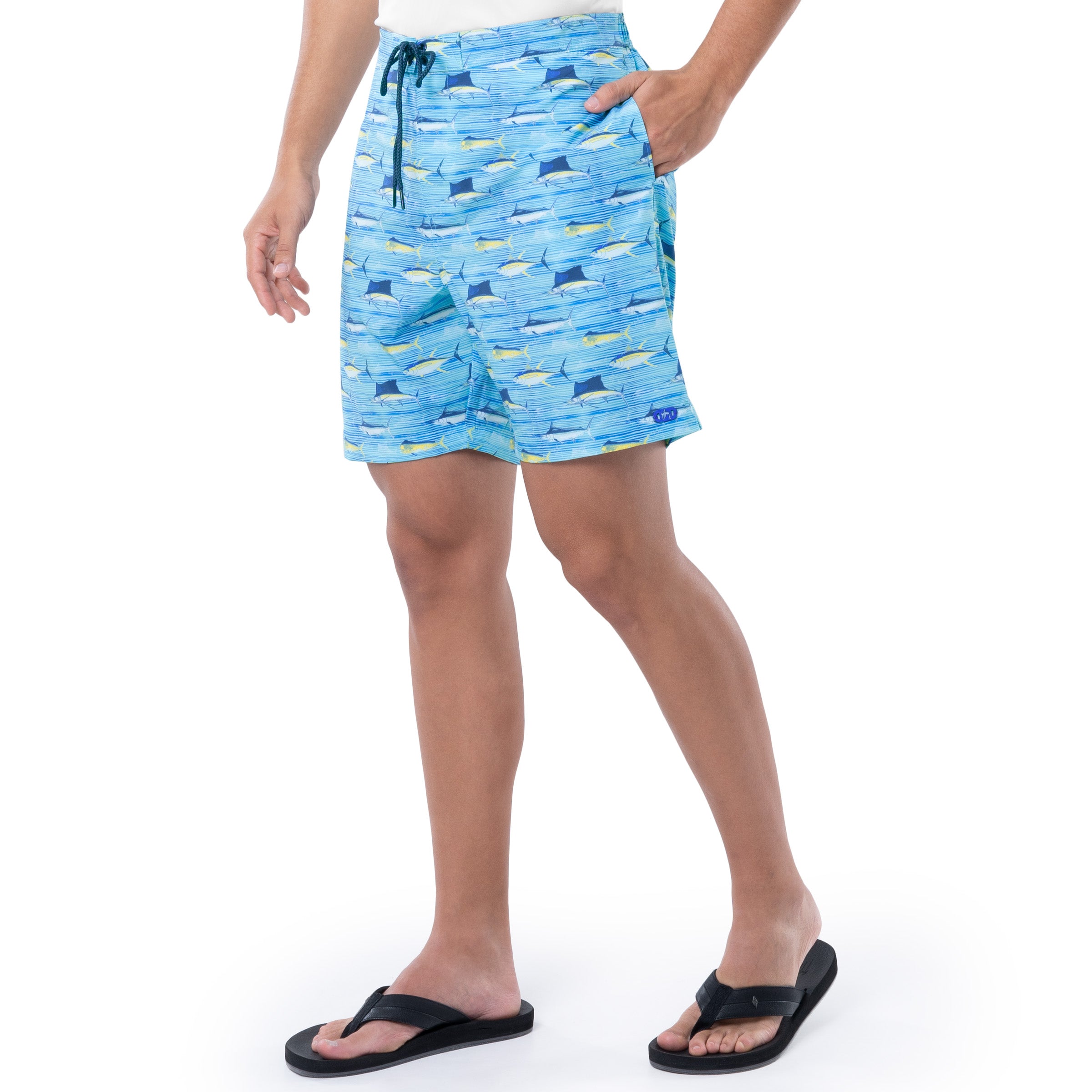 Men's Scribble Fish Lines 7" Surf Short View 3