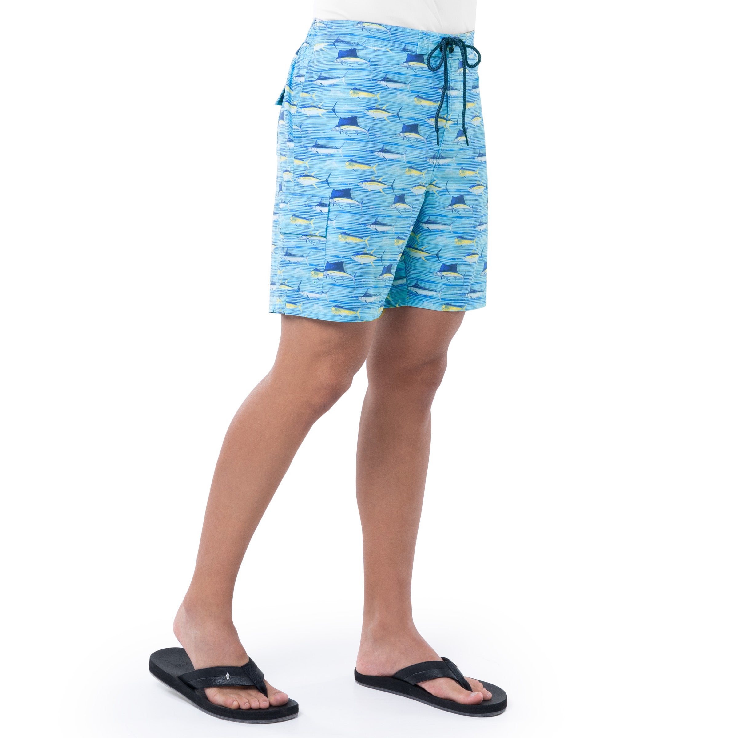 Men's Scribble Fish Lines 7" Surf Short View 4