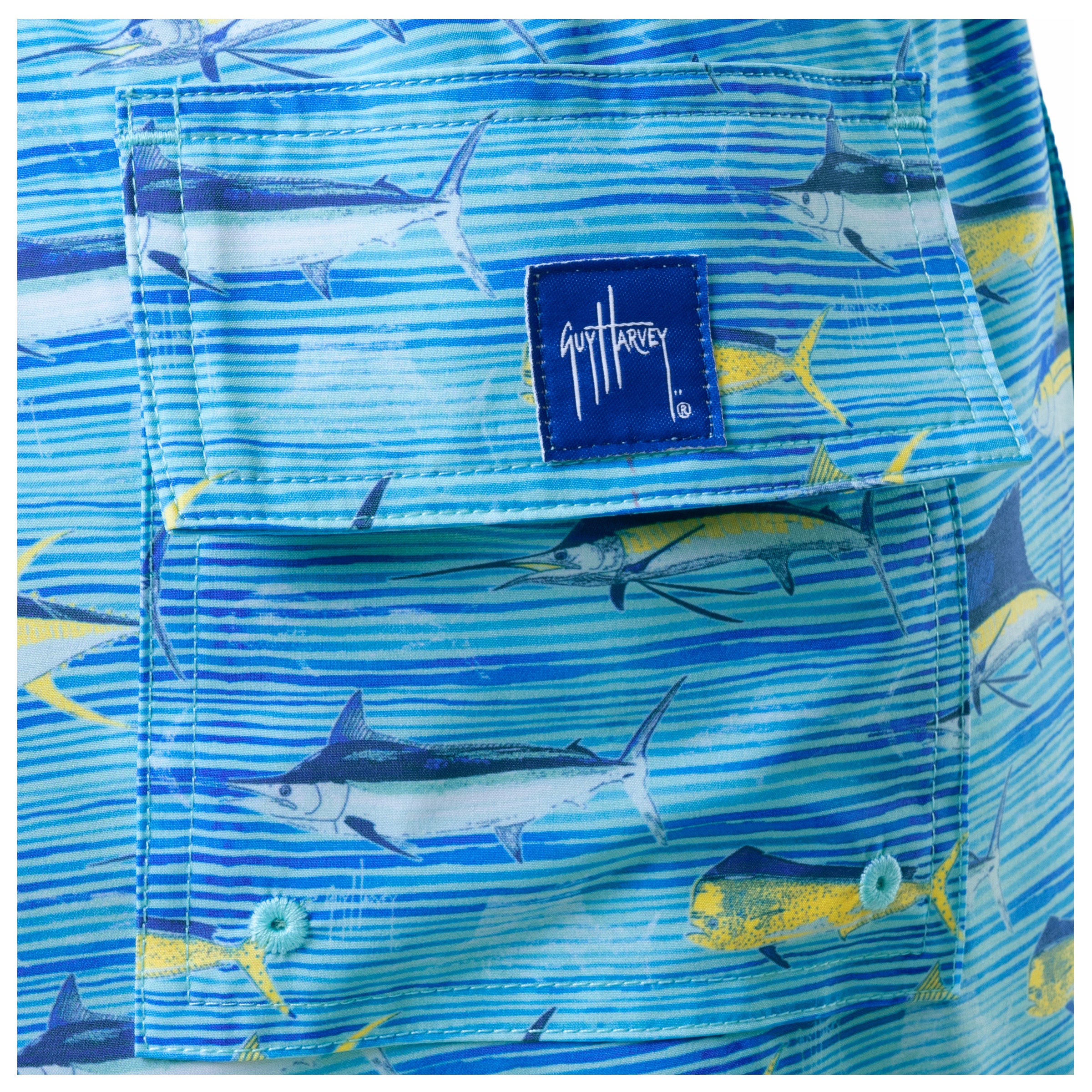 Men's Scribble Fish Lines 7" Surf Short View 6