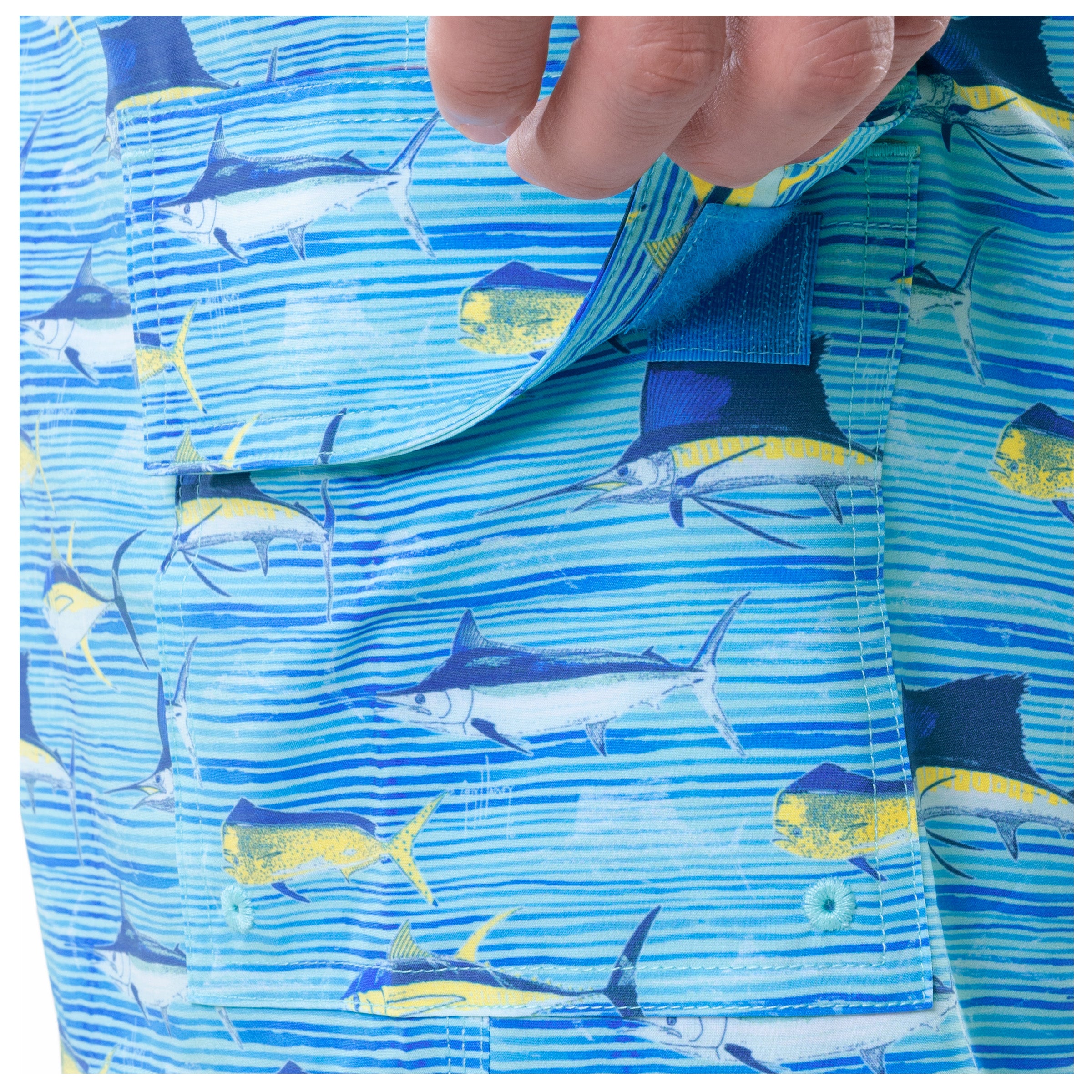 Men's Scribble Fish Lines 7" Surf Short View 7