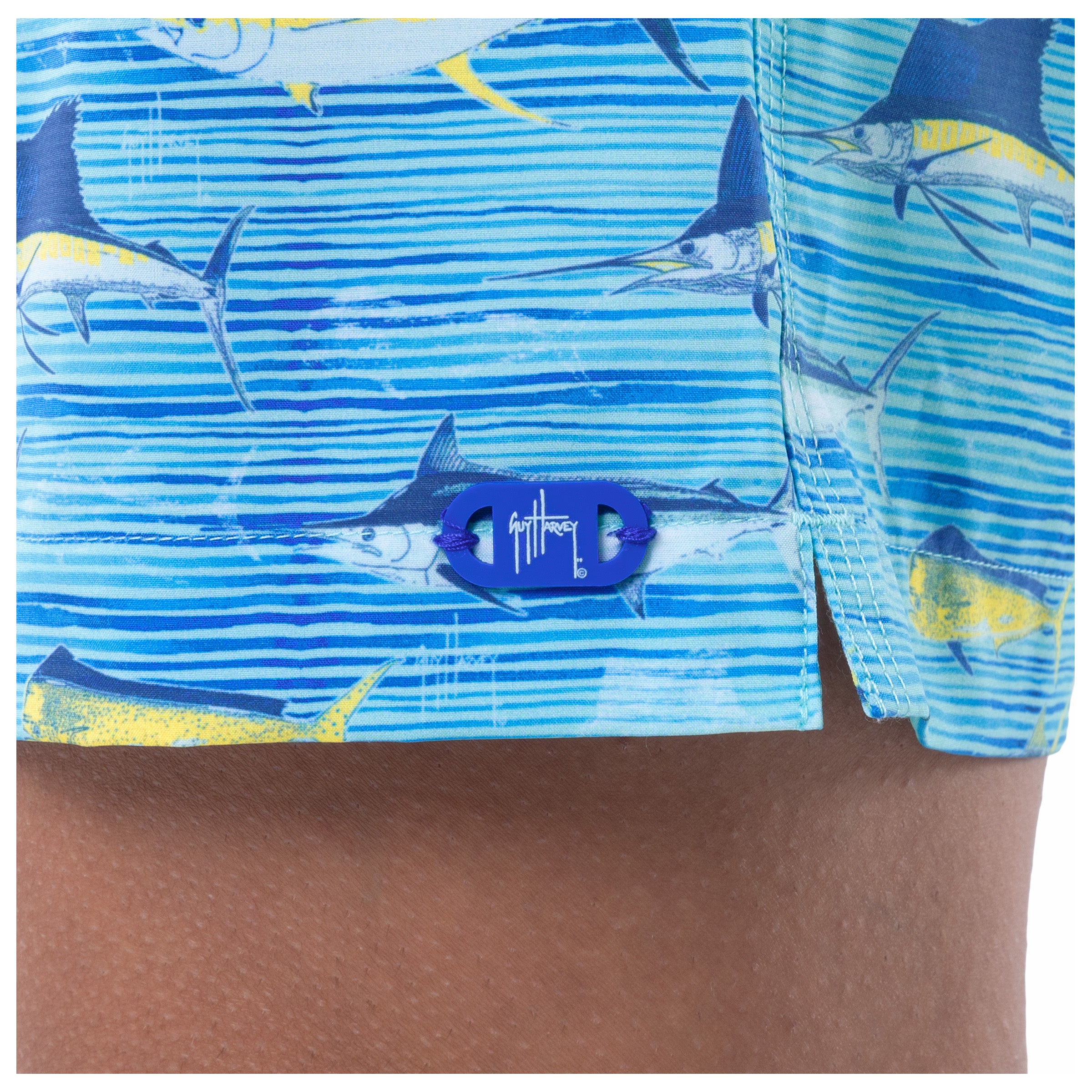 Men's Scribble Fish Lines 7" Surf Short View 8