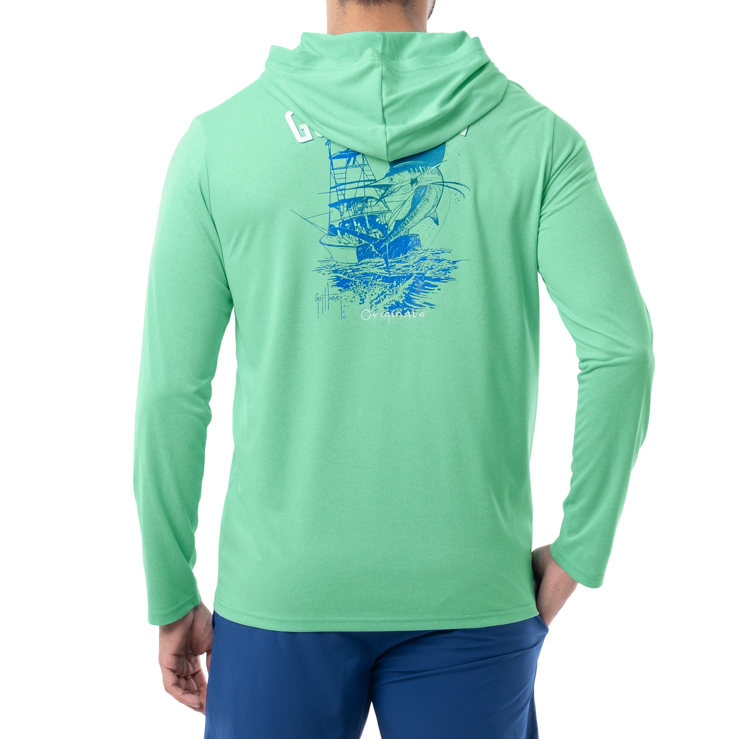 Men's Boat Lines Long Sleeve Performance Hoodie View 4