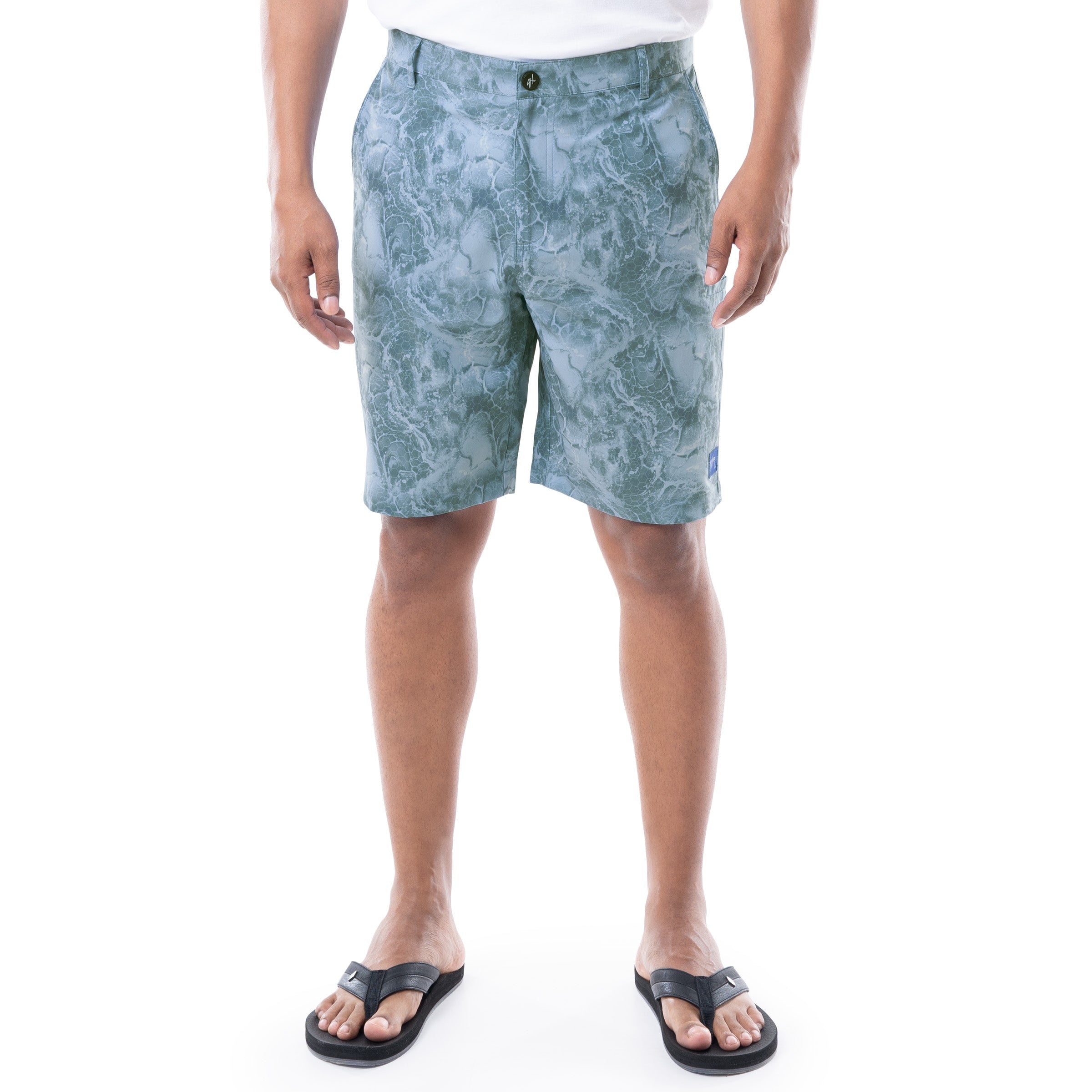 Mens 9" Ocean Blue Printed Hybrid Short View 1