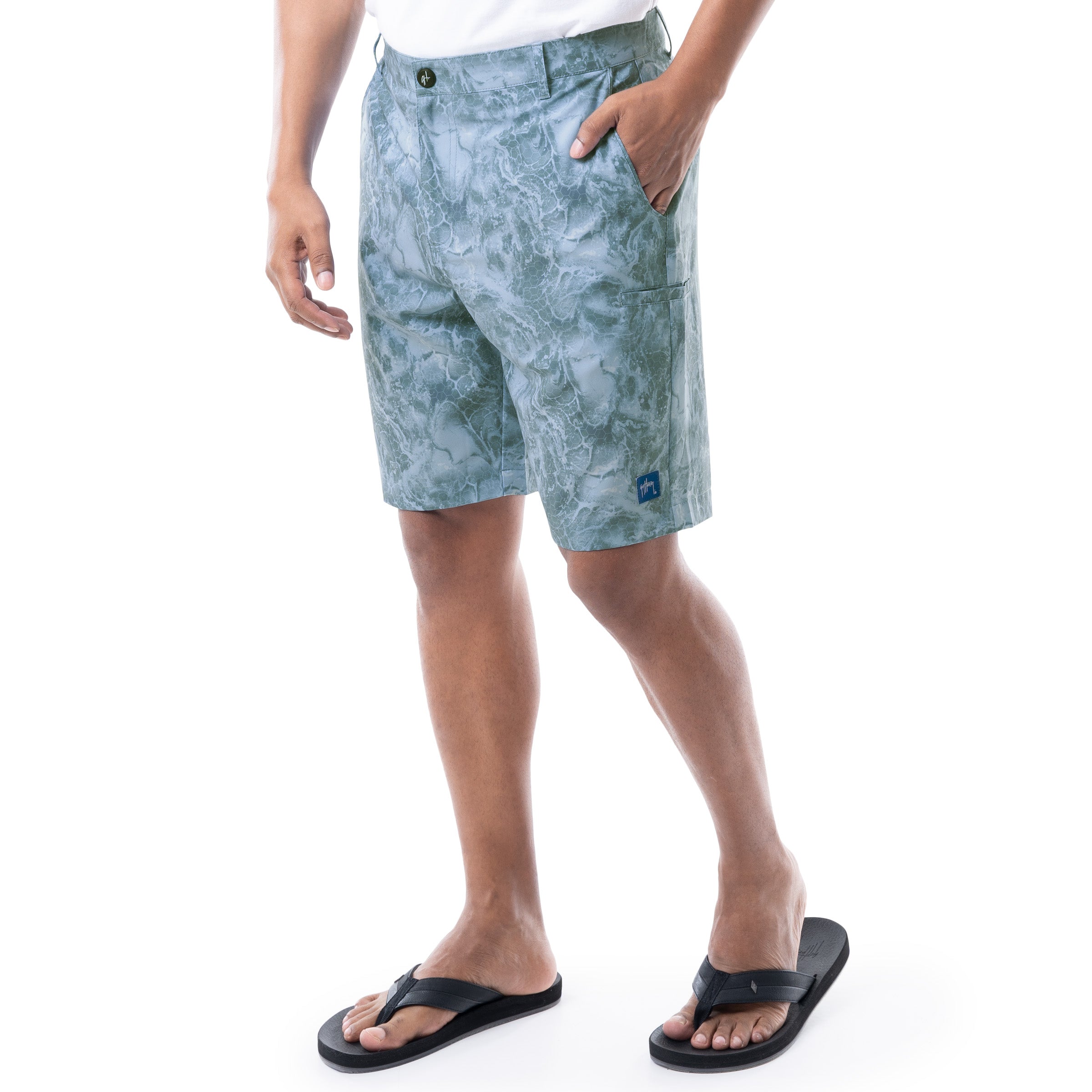 Mens 9" Ocean Blue Printed Hybrid Short View 3