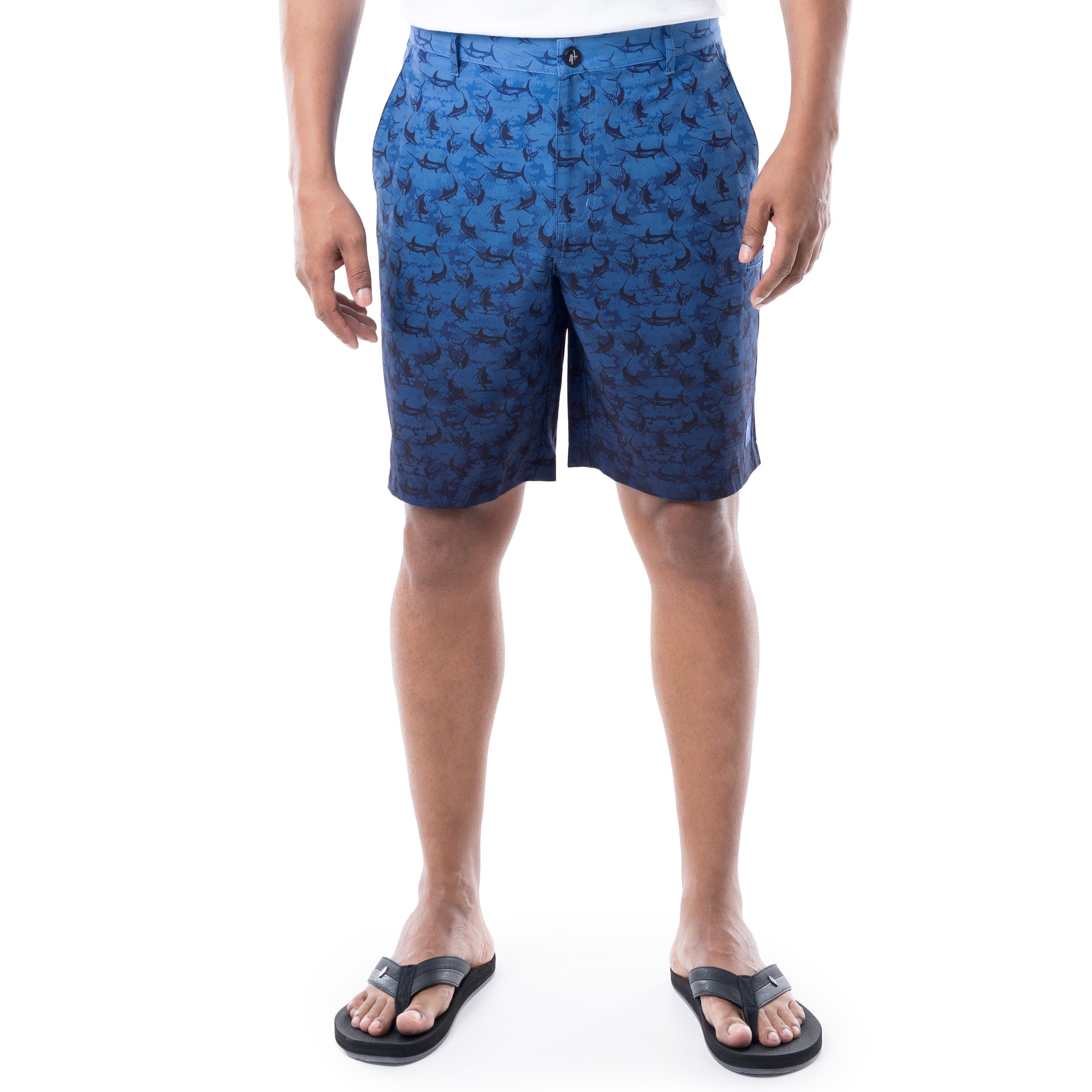 Mens 9" Marlin Seas Printed Hybrid Performance Short View 1