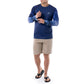 Men's Deep Blue Ranglan Long Sleeve Performance Shirt View 6