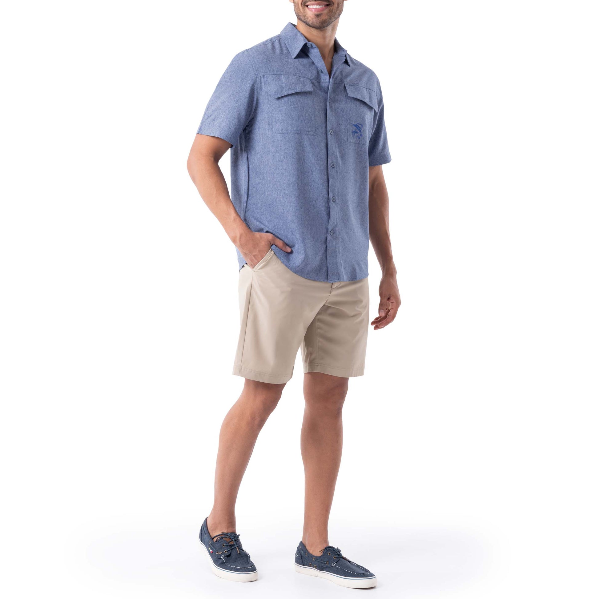 Men's Short Sleeve Heather Textured Fishing Shirt