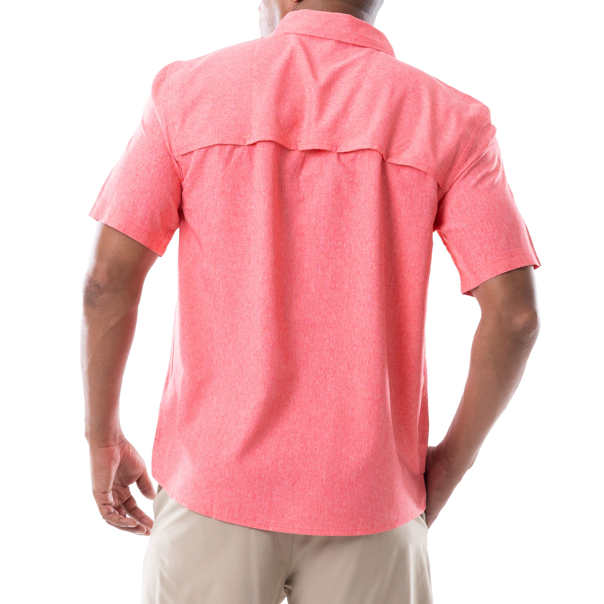 Men's Short Sleeve Heather Textured Performance Fishing Shirt View 2